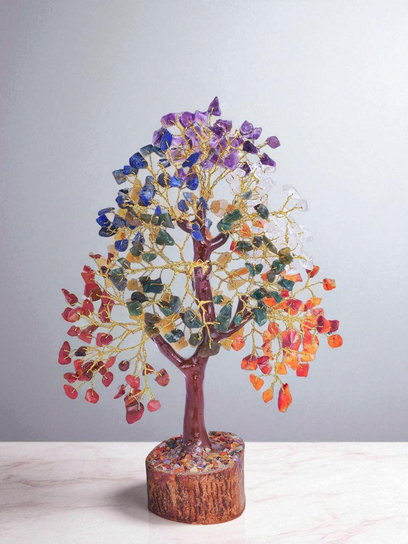 300 Beads 7 Chakra Crystal Tree with Natural Healing Gemstones