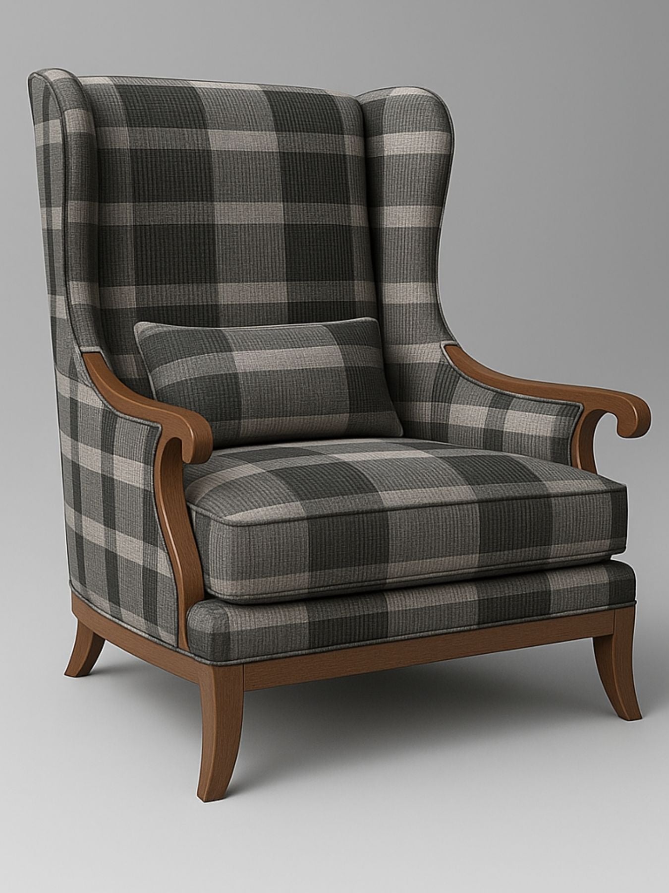 Elegant Wingback Accent Chair in Premium Velvet Fabric with Cushion