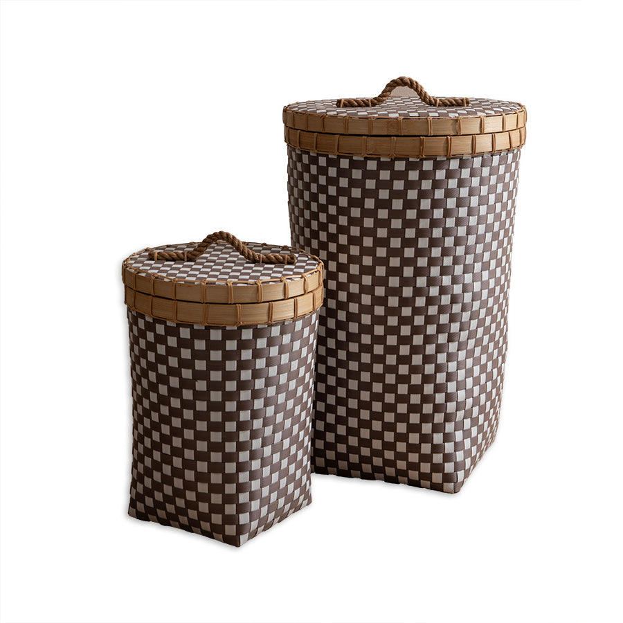 Chequered Brown Basket