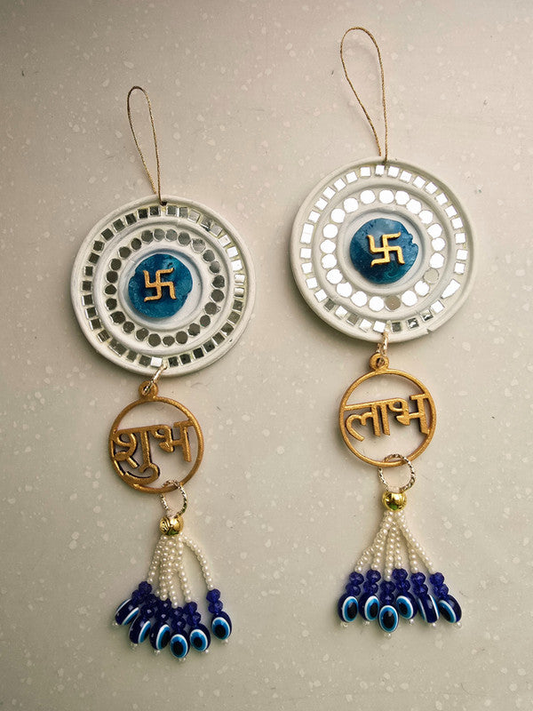 Door Hangings for Home Decoration - Turquoise Shubh Labh swastika