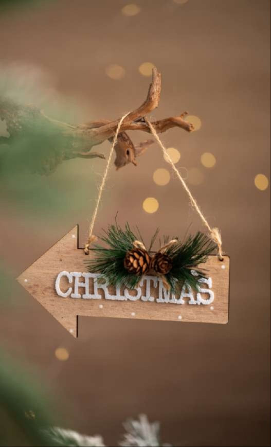 Wooden Arrow Hanging Ornament with Christmas Text_CC47