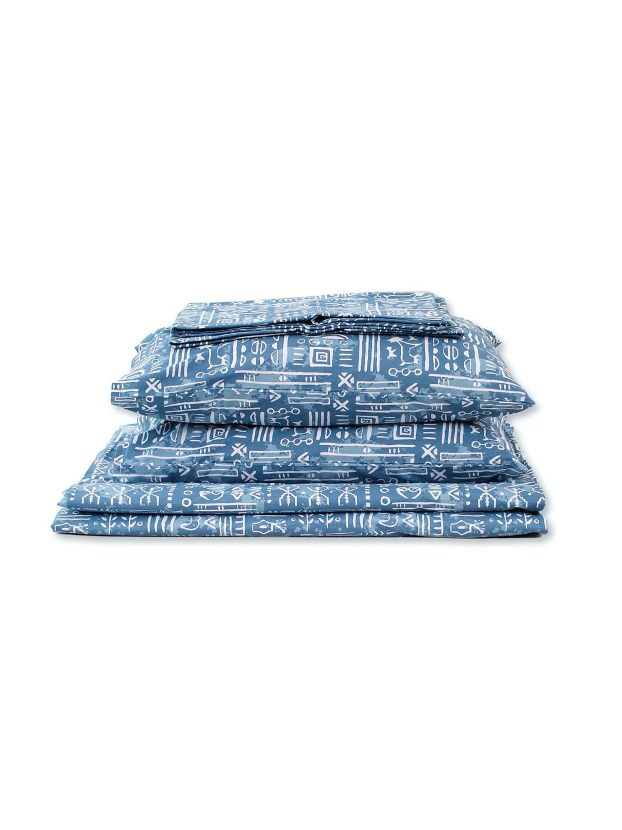 Bed Set - Gamathi (Duvet Cover + Bedsheet) Light Blue