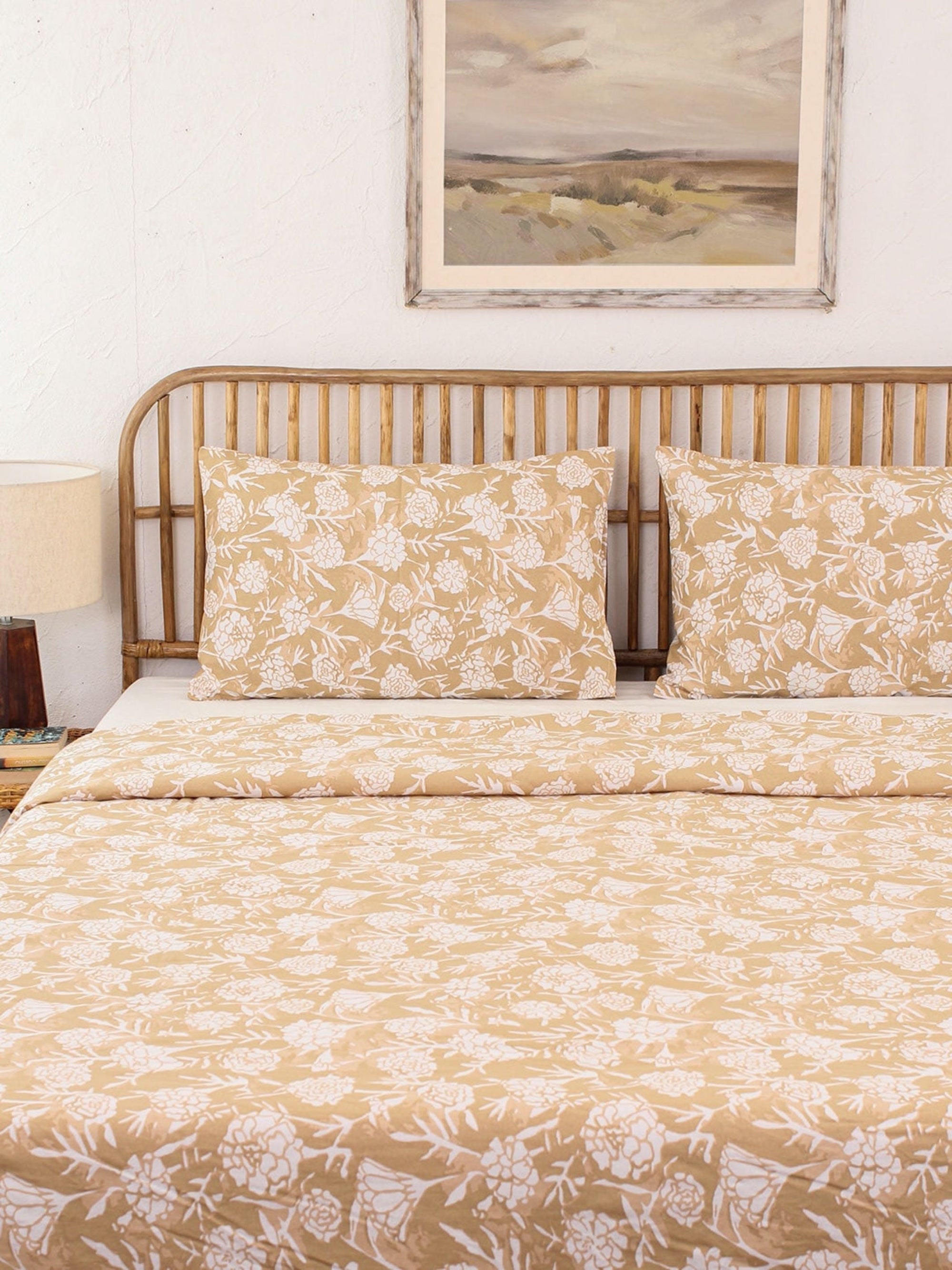 Bed Set - Genda Phool (Duvet Cover + Bedsheet) Beige