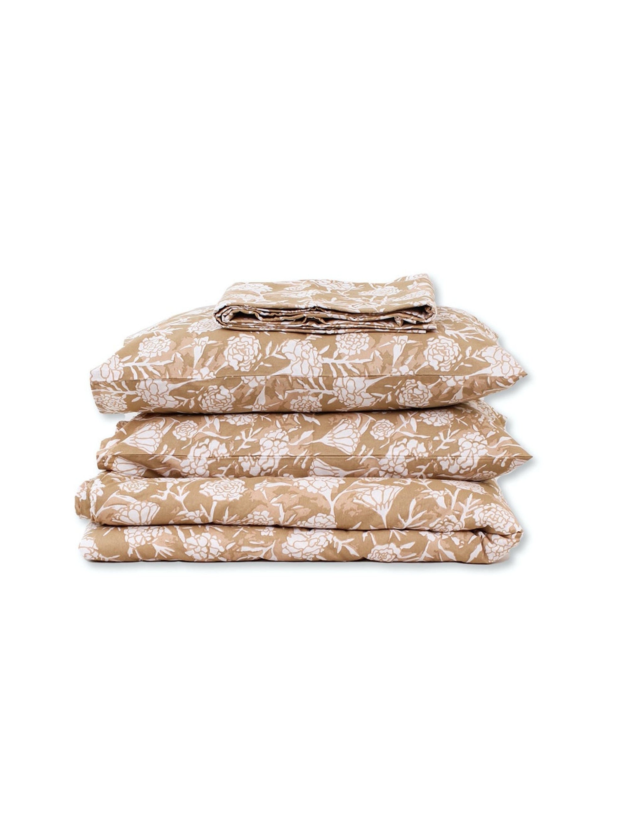 Bed Set - Genda Phool (Duvet Cover + Bedsheet) Beige