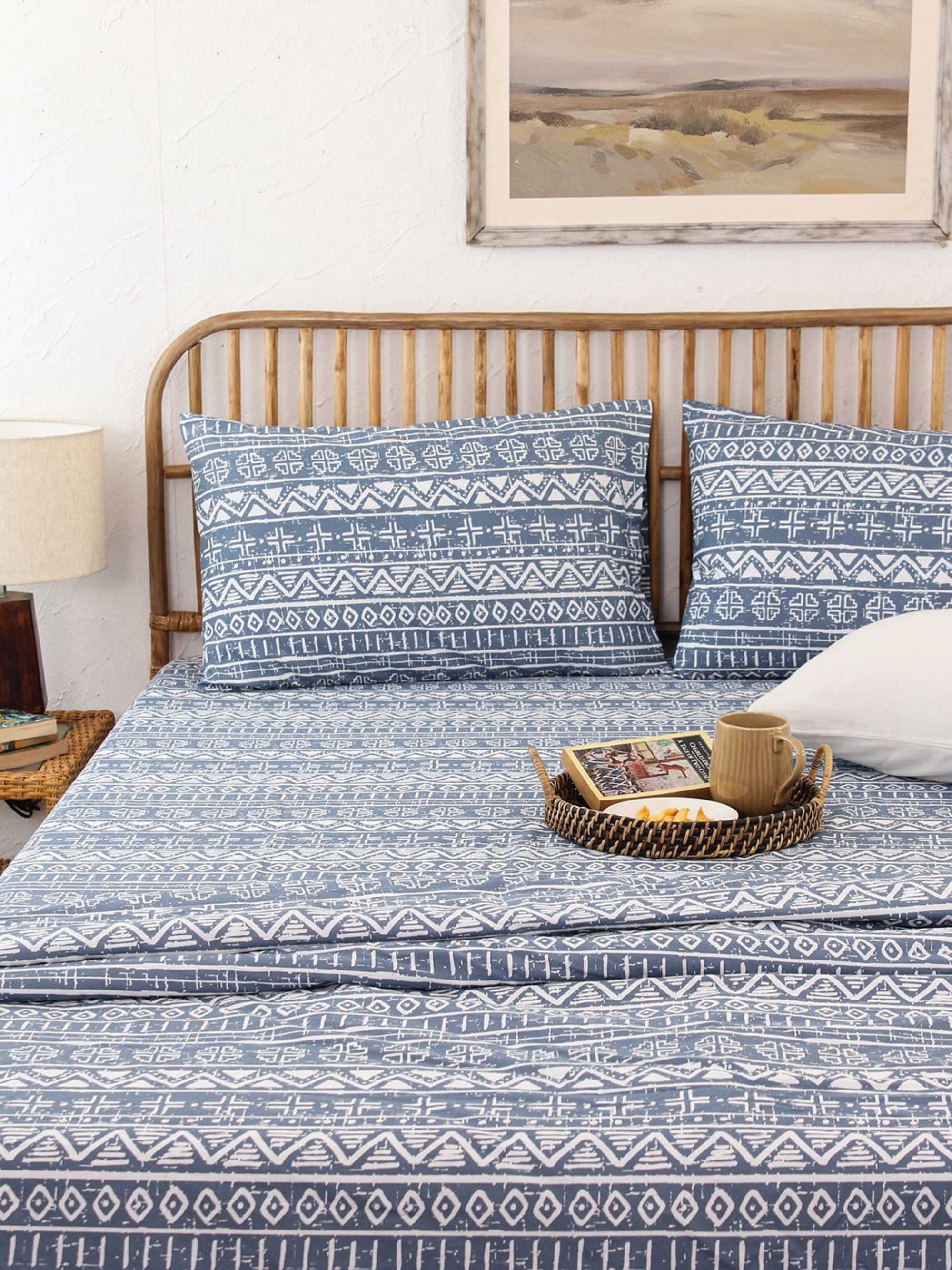Bed Set - Kullu Patti (Dohar + Bedsheet) Blue