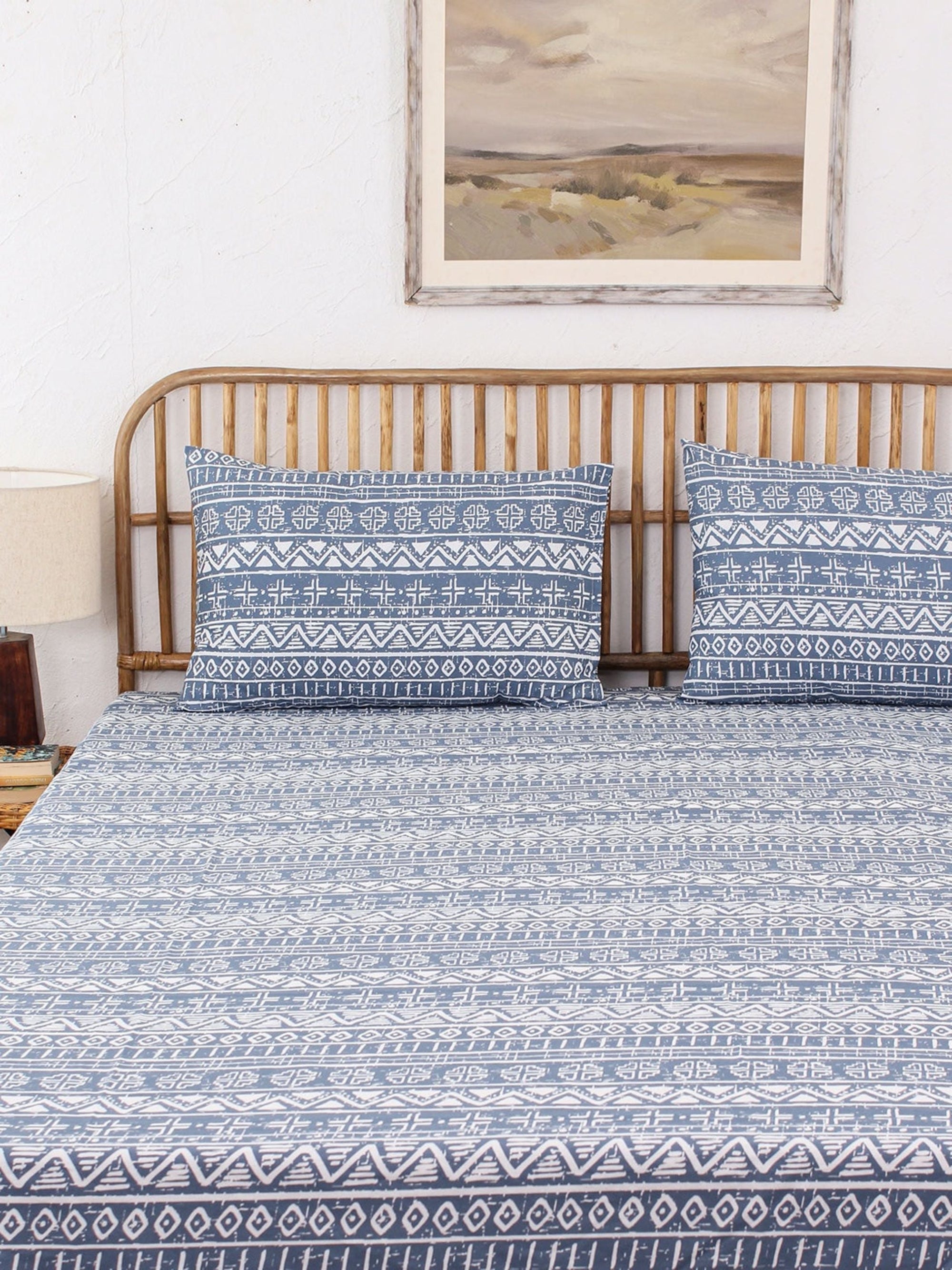 Bed Set - Kullu Patti (Dohar + Bedsheet) Blue