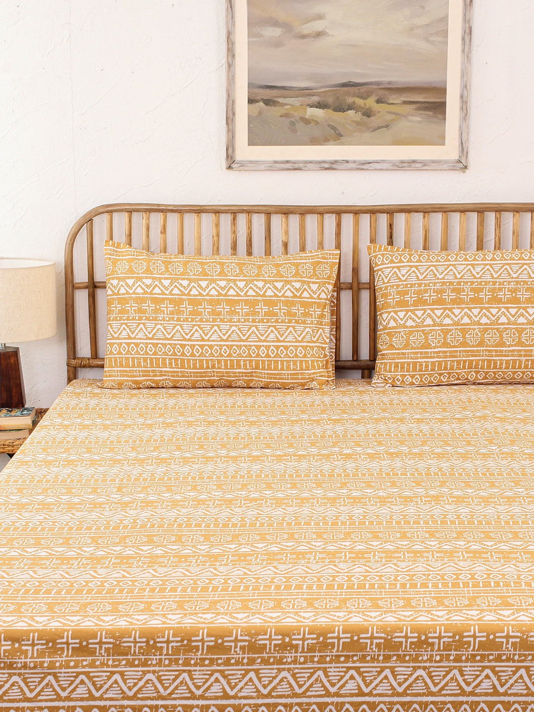 Kullu Patti Bed Set (DDH) (Yellow)