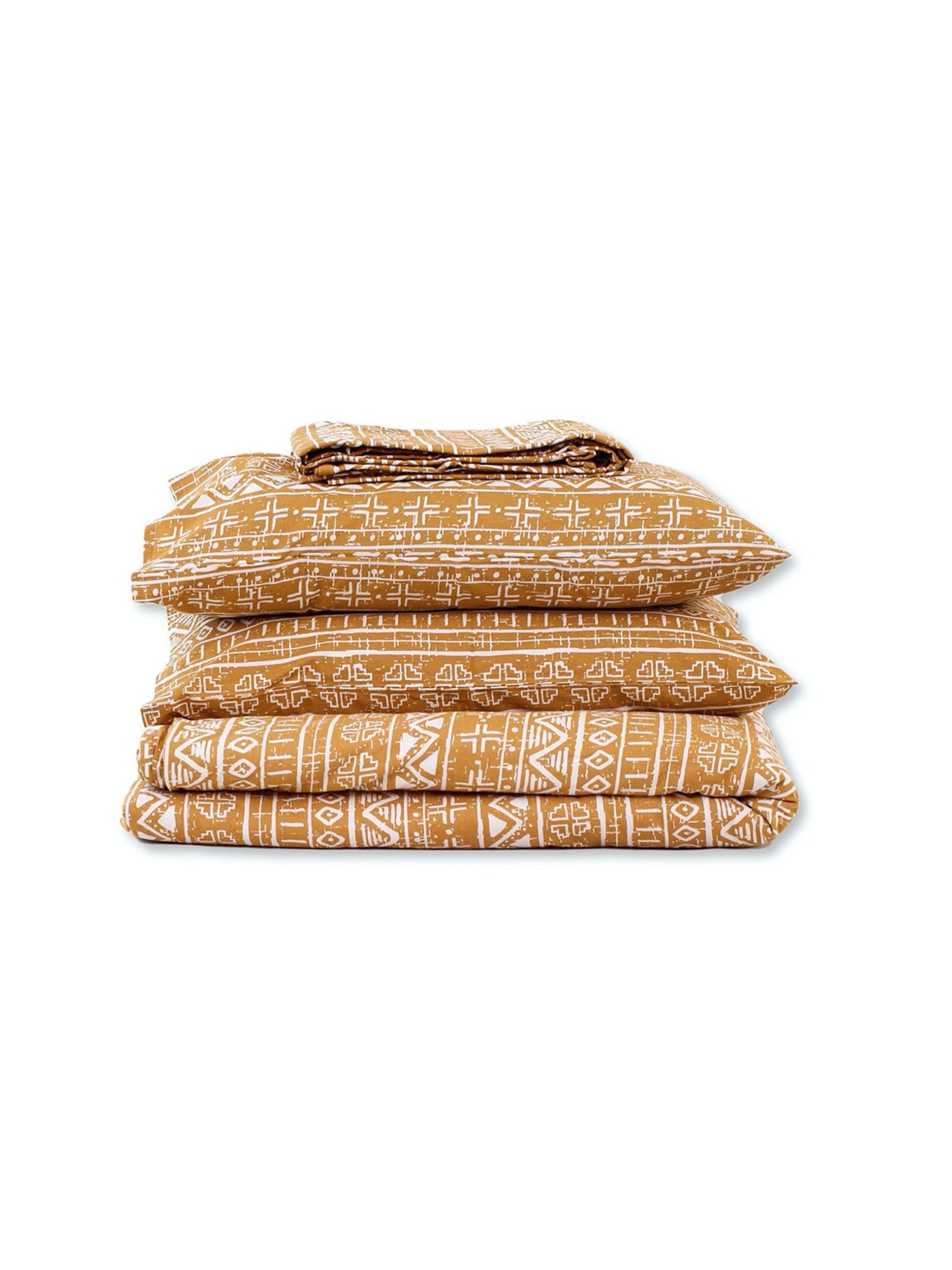 Bed Set - Kullu Patti (Dohar + Bedsheet) Yellow
