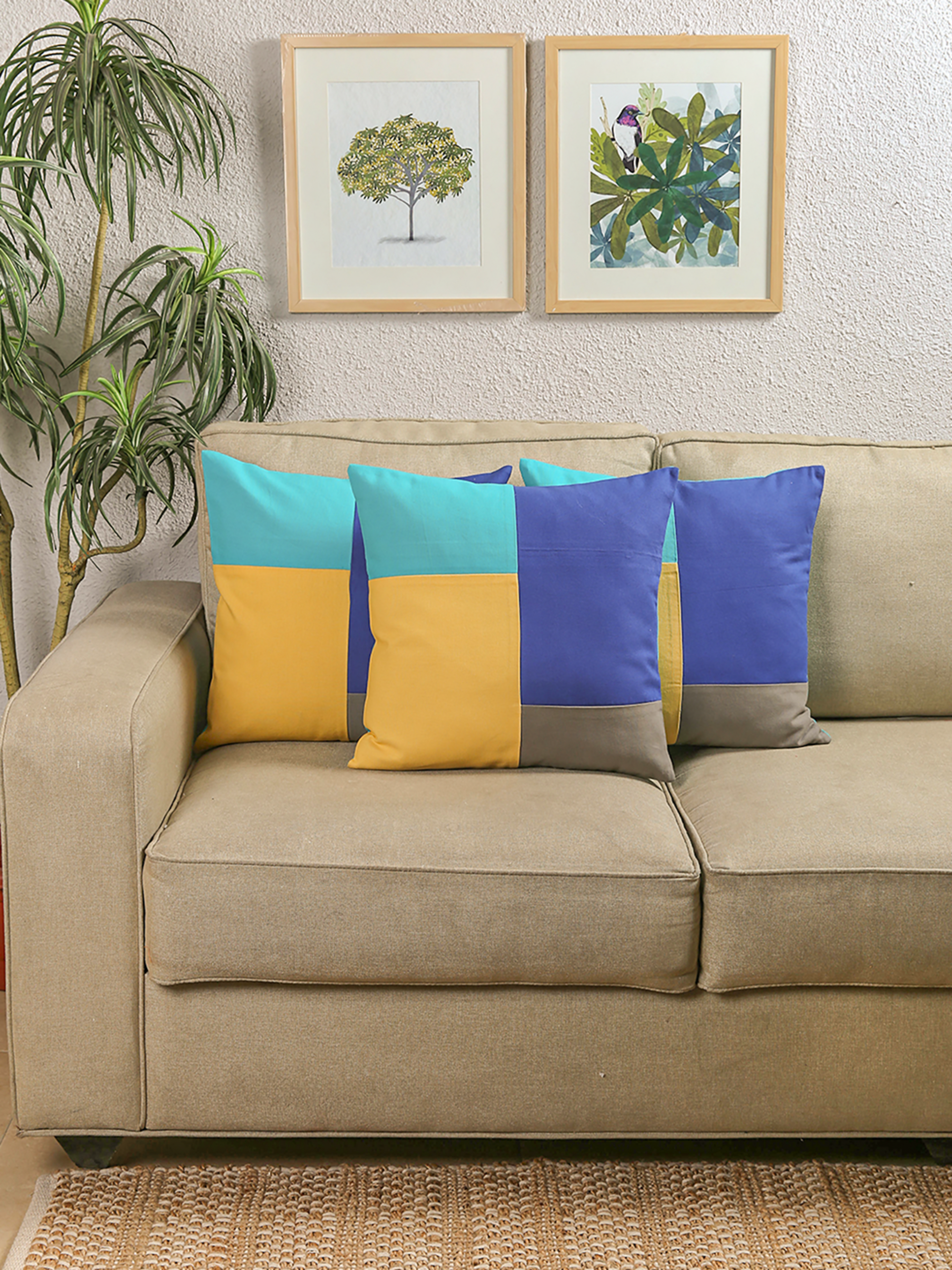 Cushion Cover - The Jumbled Brick (Blue)