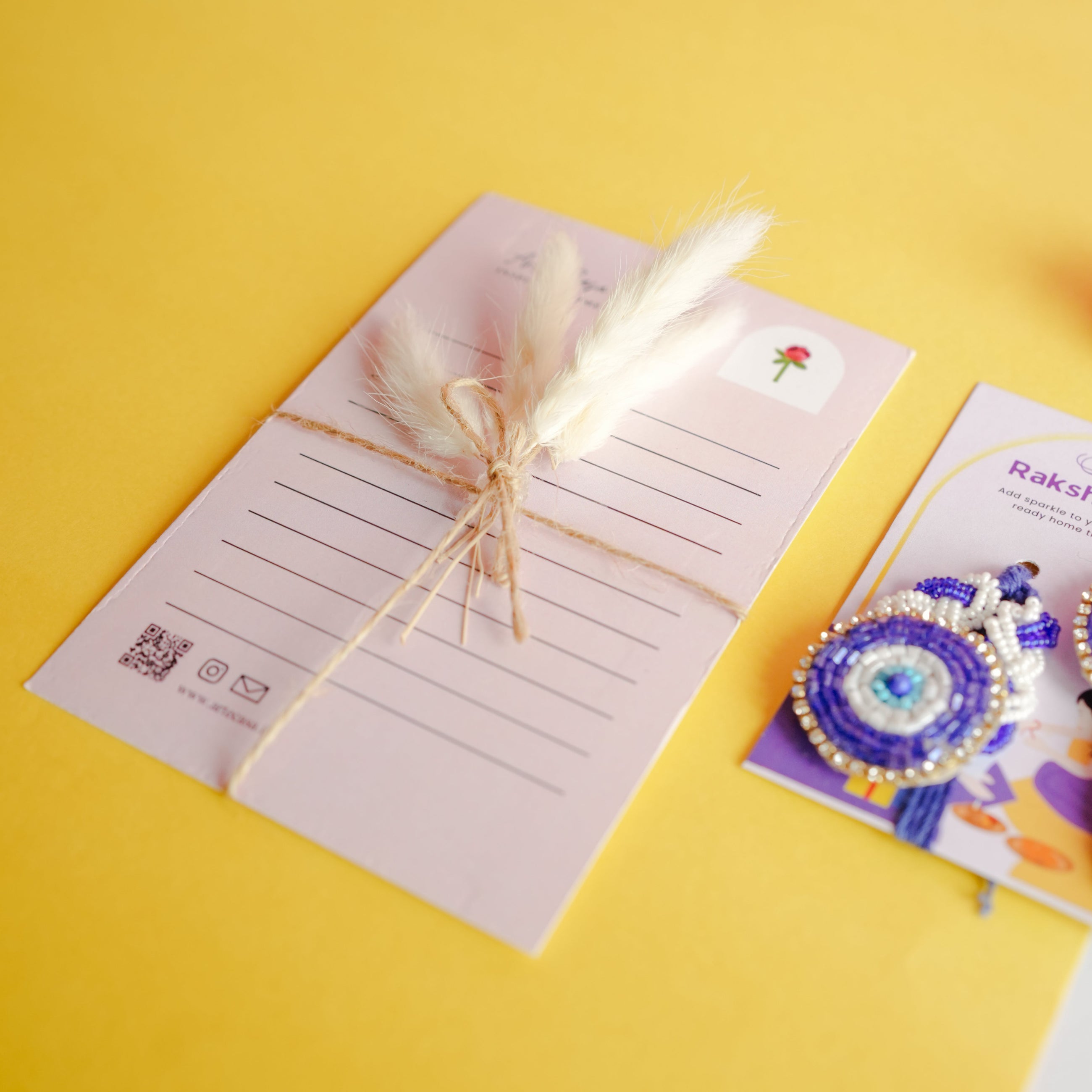 Handcrafted Tulip crochet Rakhi hamper (yellow)