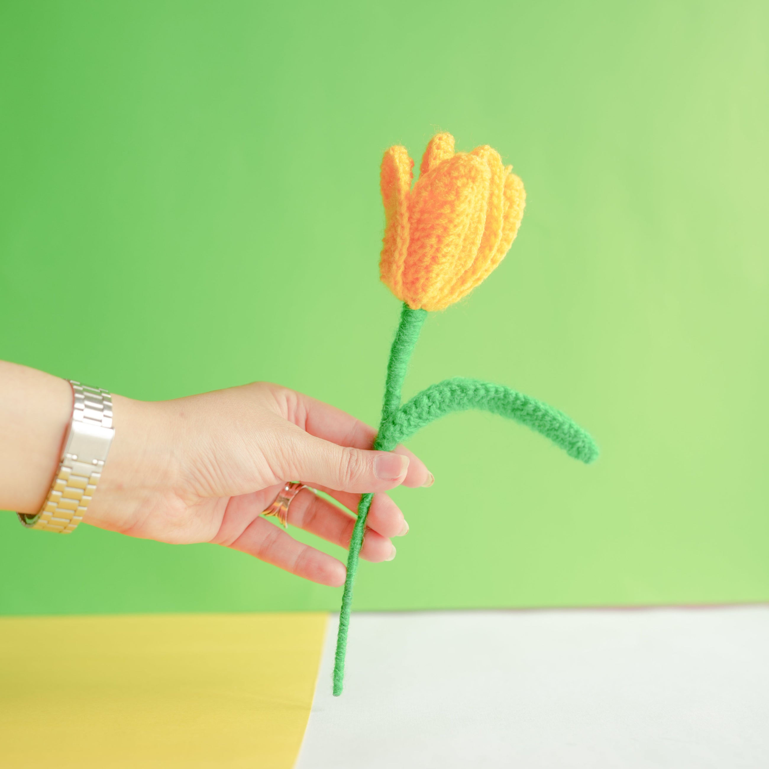 Handcrafted Tulip crochet Rakhi hamper (yellow)