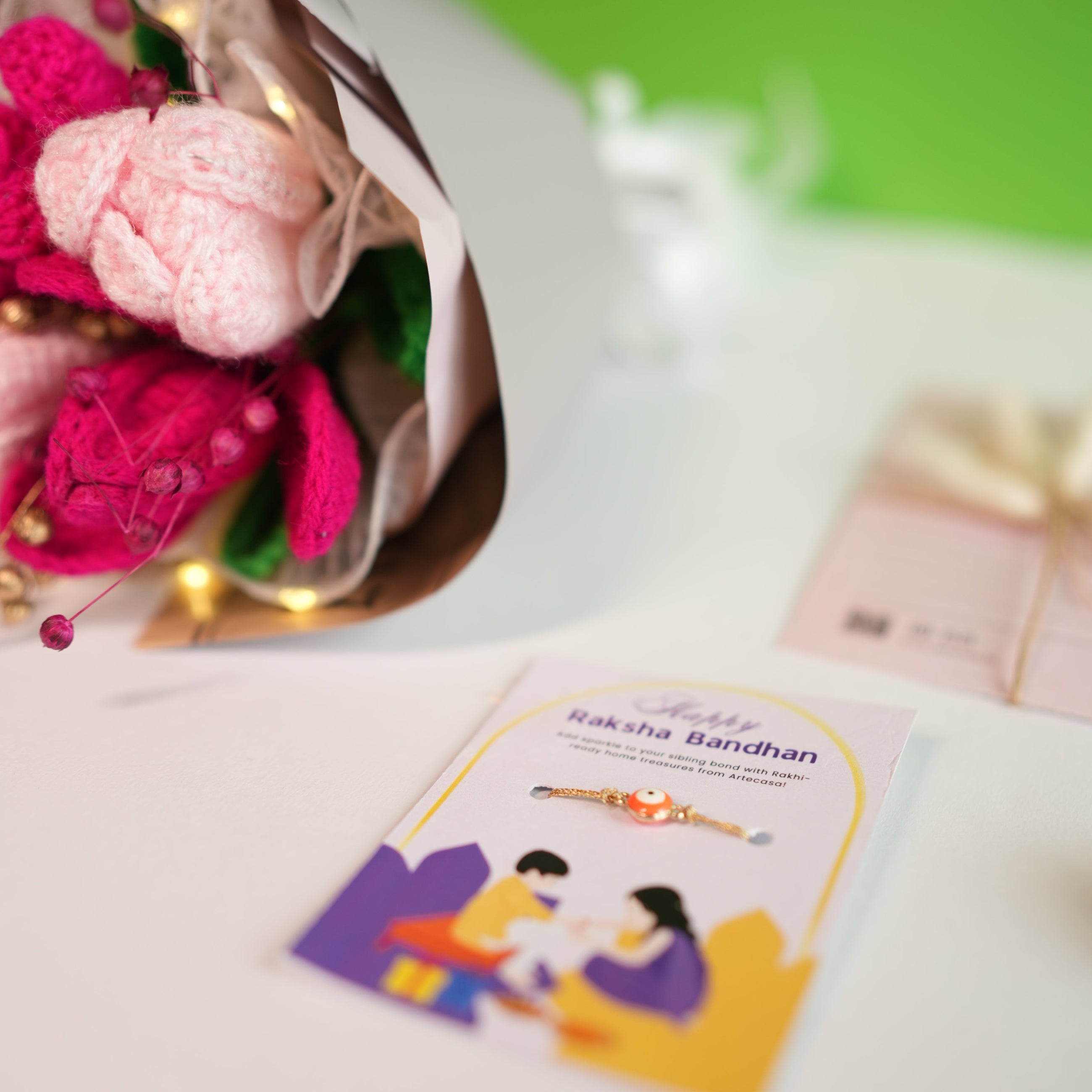 Pretty Pansy Bouquet Rakhi hamper