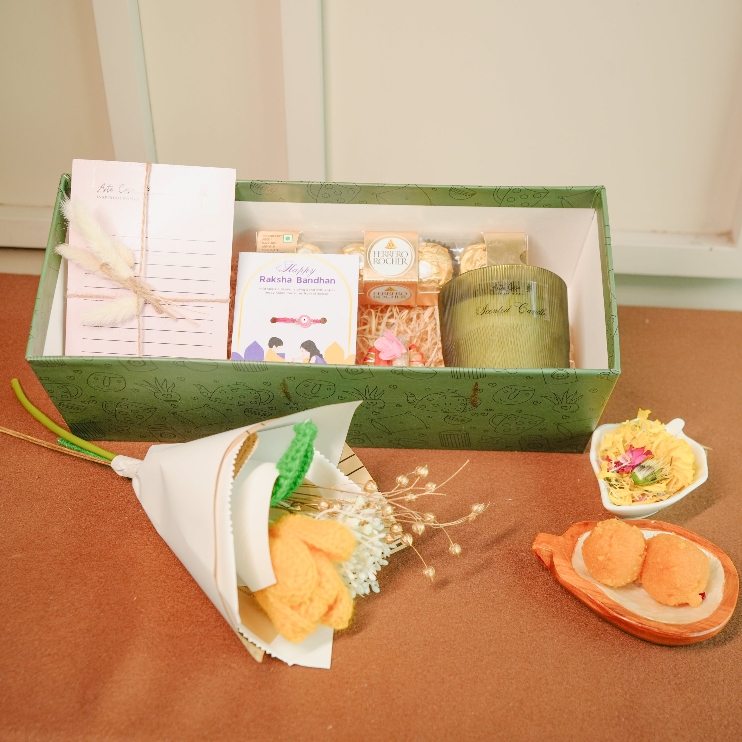 Rakhi hamper for flower lover bhai bhabhi