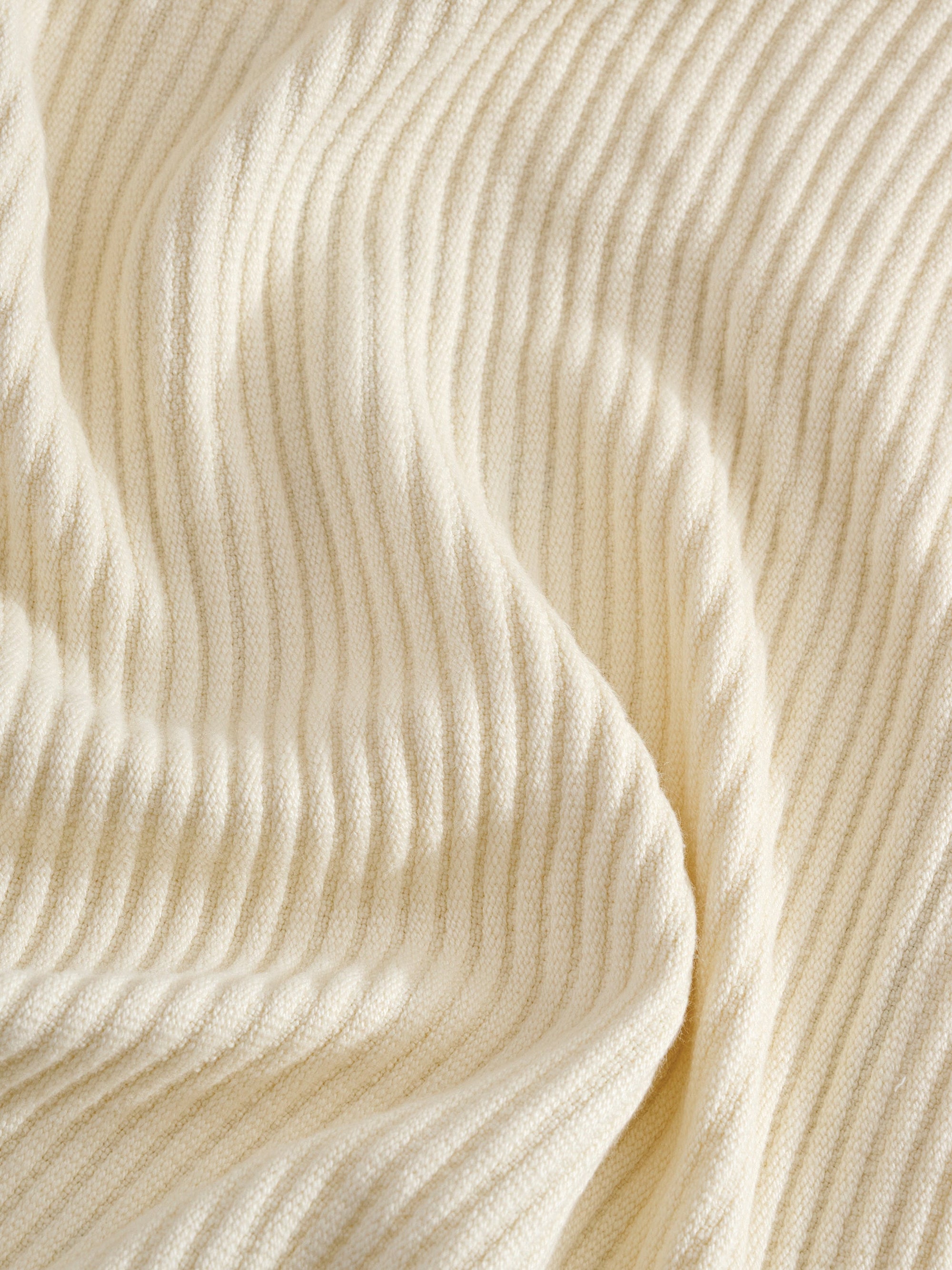 Cream Plume Cotton Bamboo Cord Rib Throw