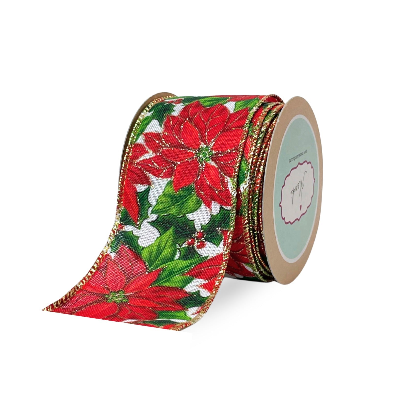 Poinsettia Garden Christmas Ribbon