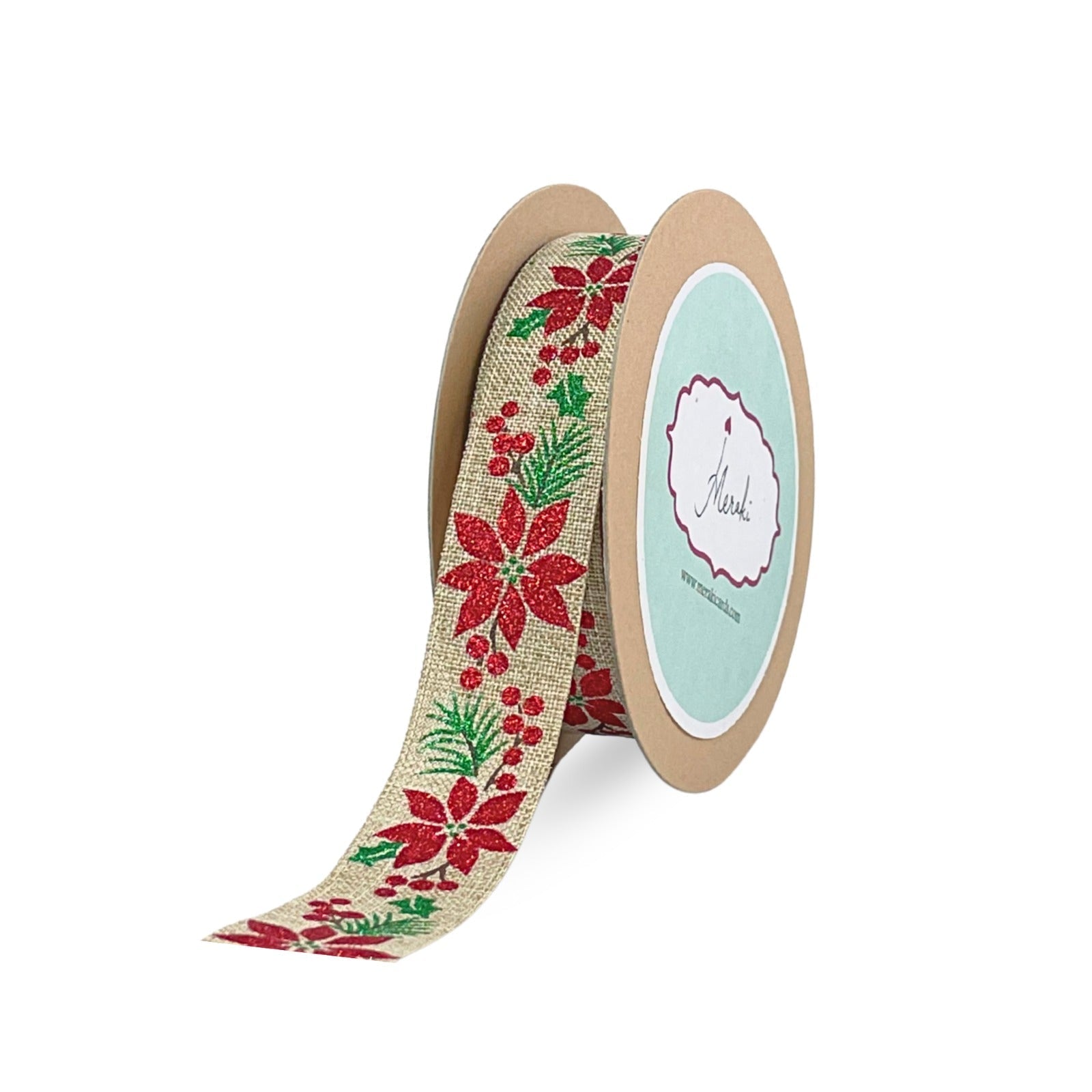 Poinsettia & Pine Ribbon