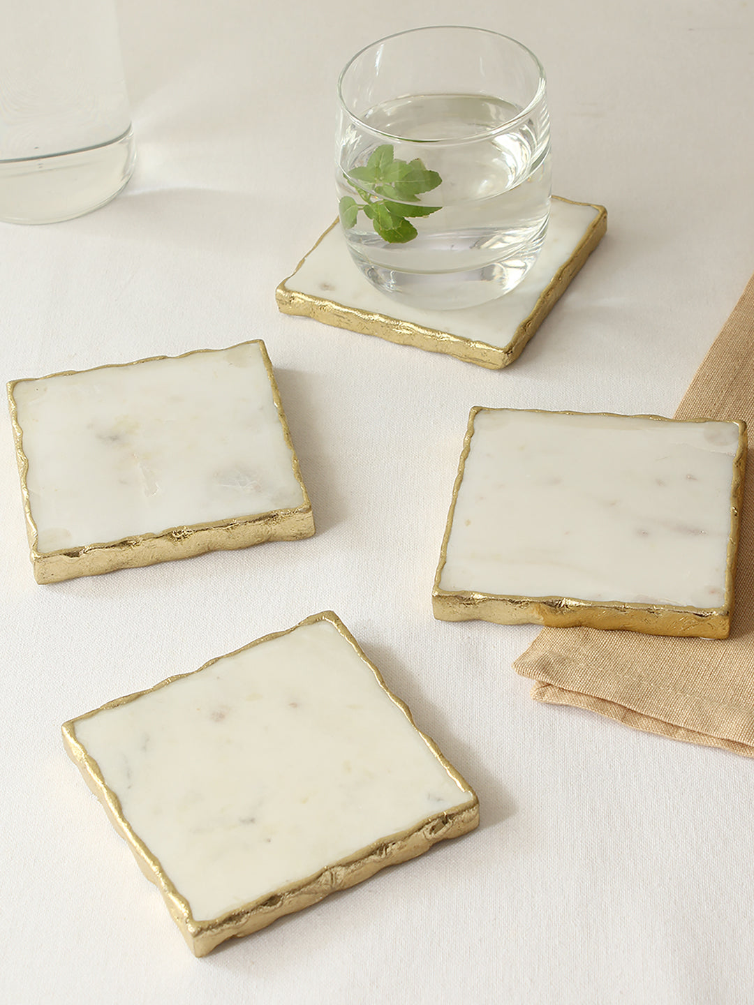 Scallops - Set Of 4 Coasters (White)