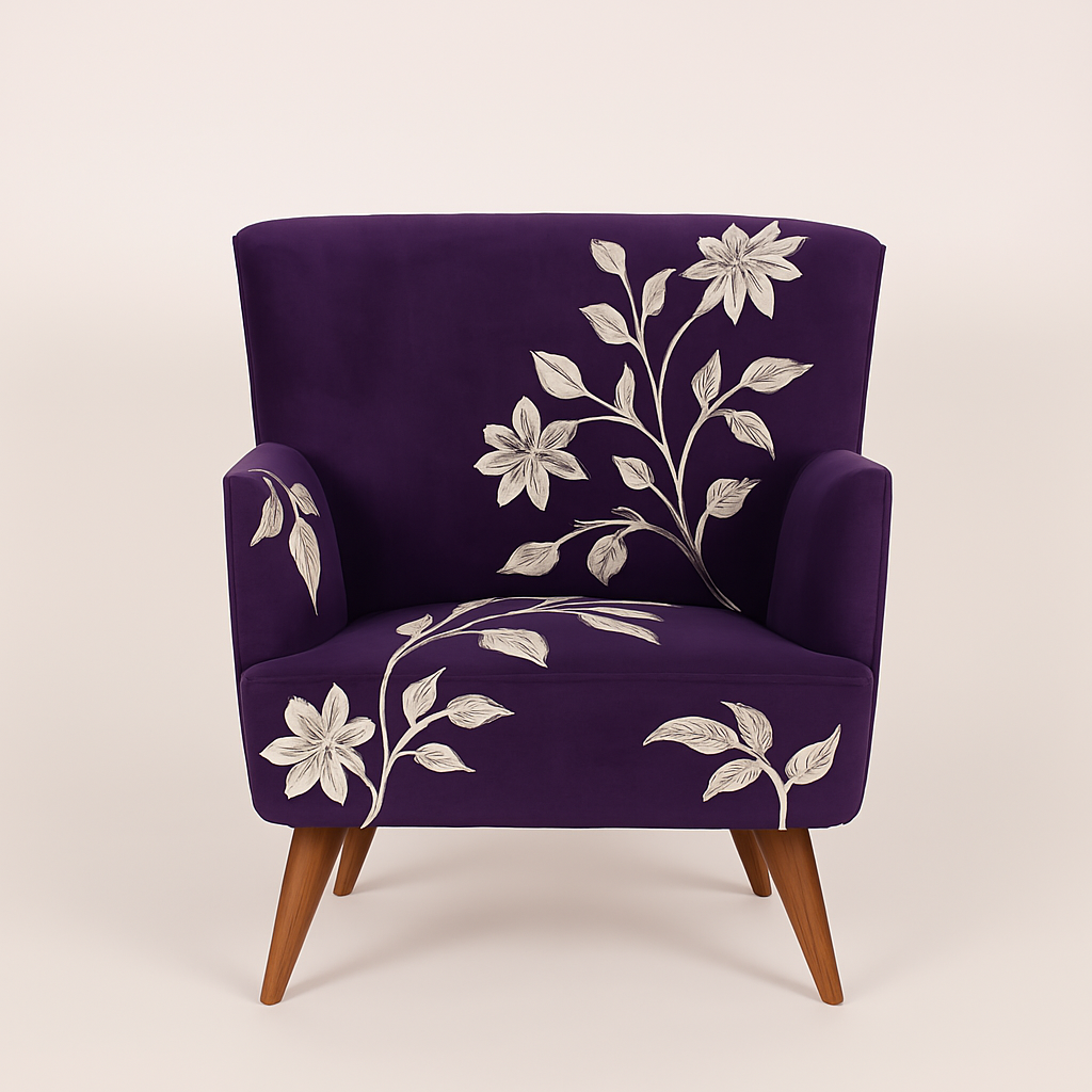 Alcove Velvet Lounge Chair in Royal Blue Colour