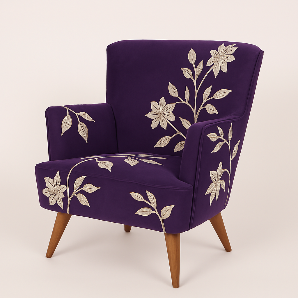 Alcove Velvet Lounge Chair in Royal Blue Colour