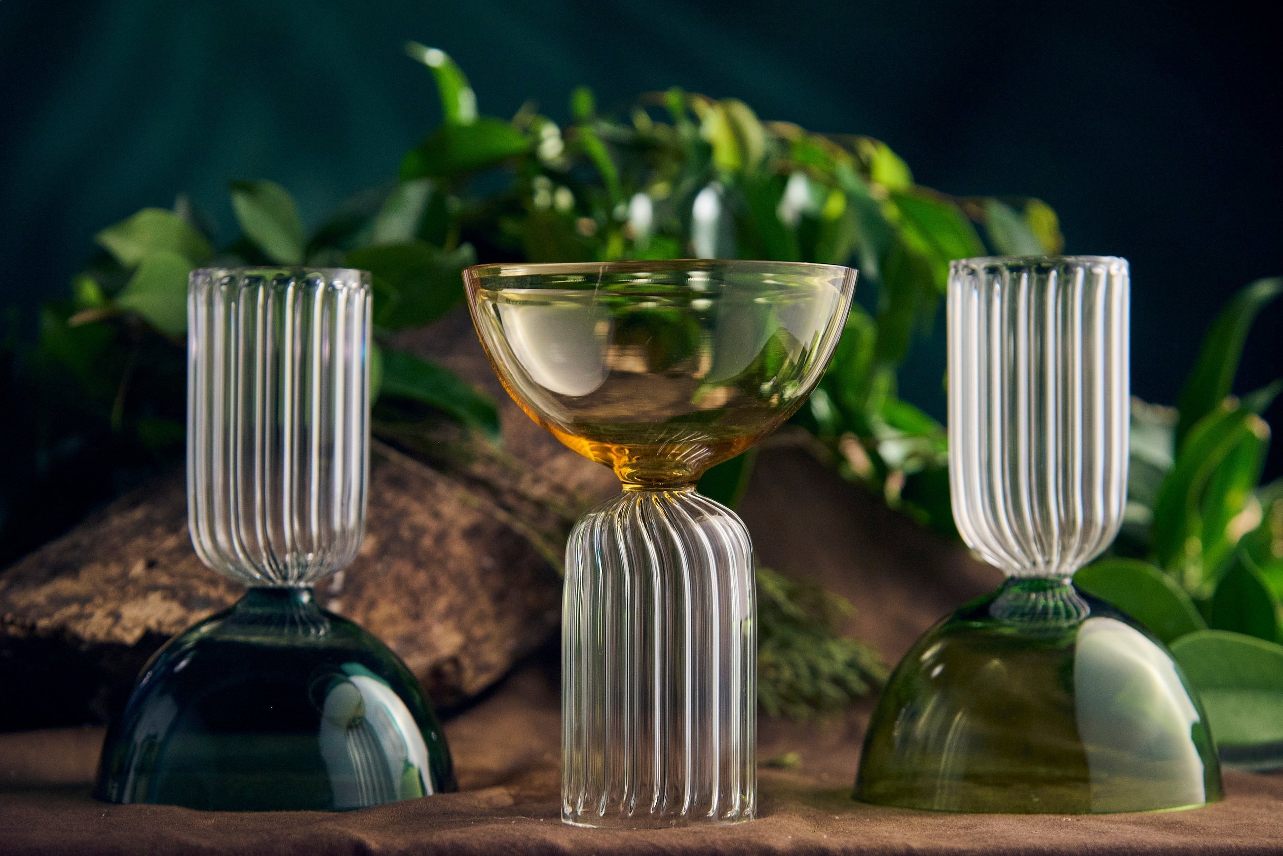 Coloured Centennial Fluted Stem Cup Glass | 200 ml | Set of 2, 4, 6