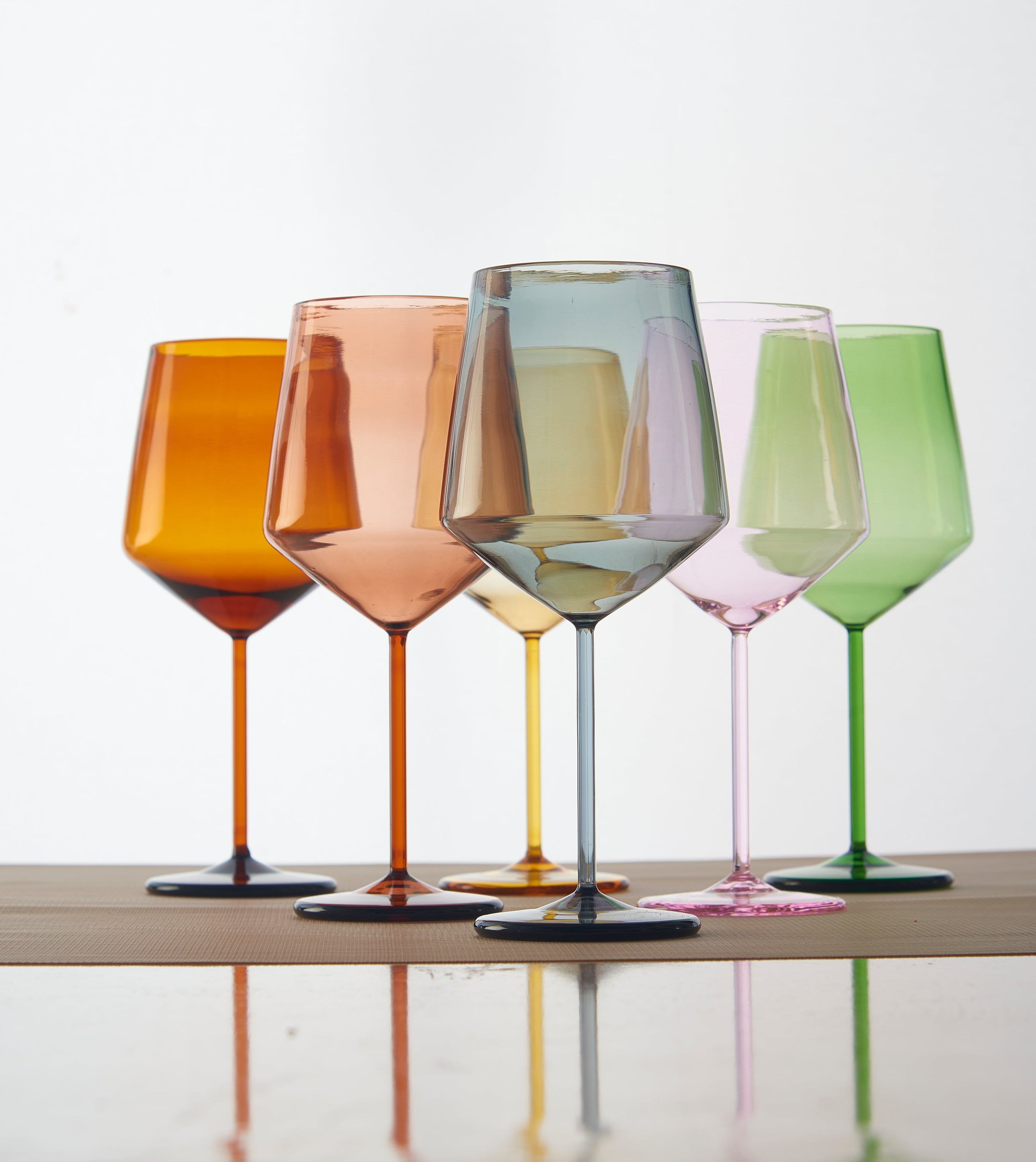 Coloured Tube Wine Glass | 400 ml | Set of 2, 4, 6