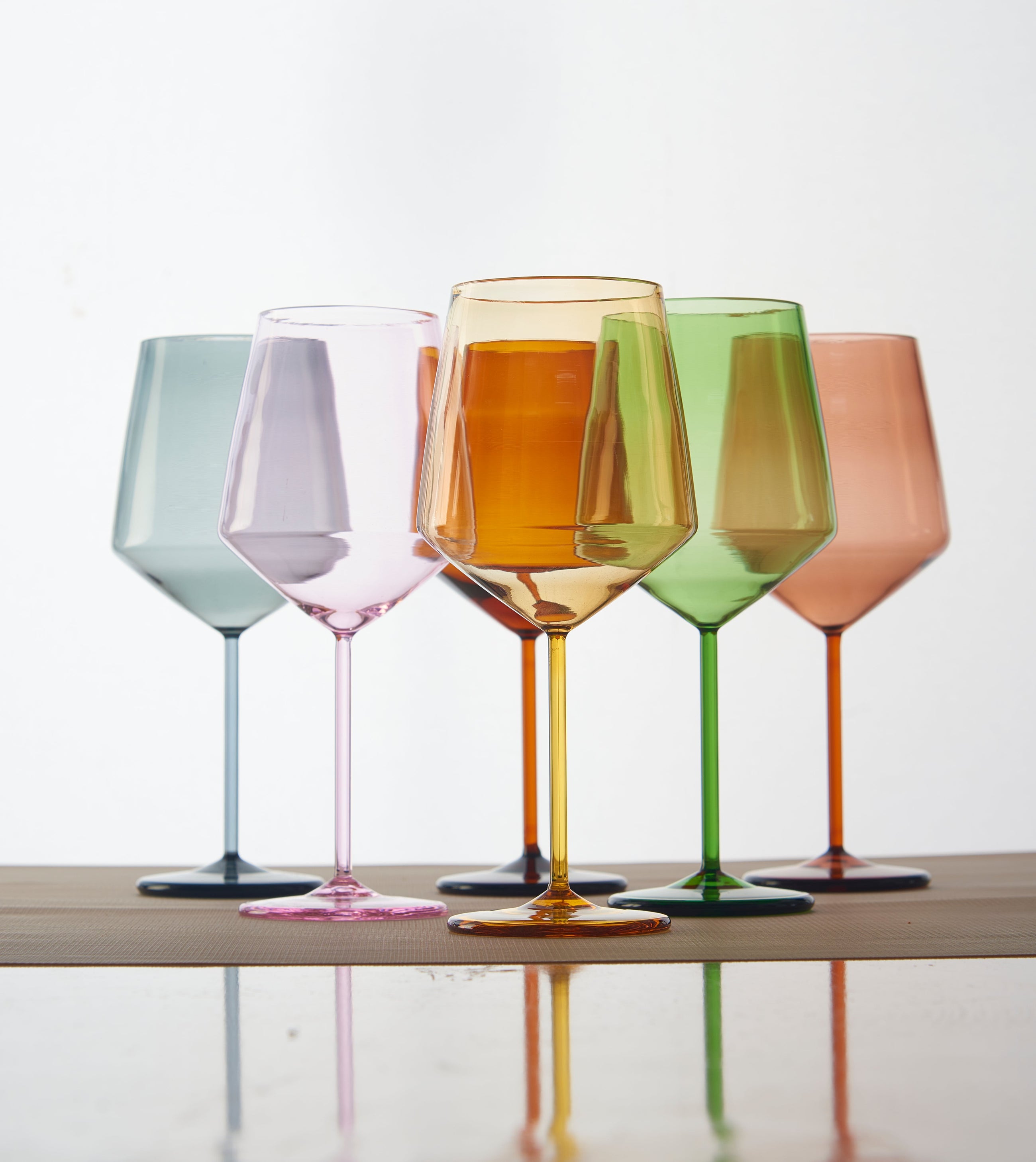 Coloured Tube Wine Glass | 400 ml | Set of 2, 4, 6