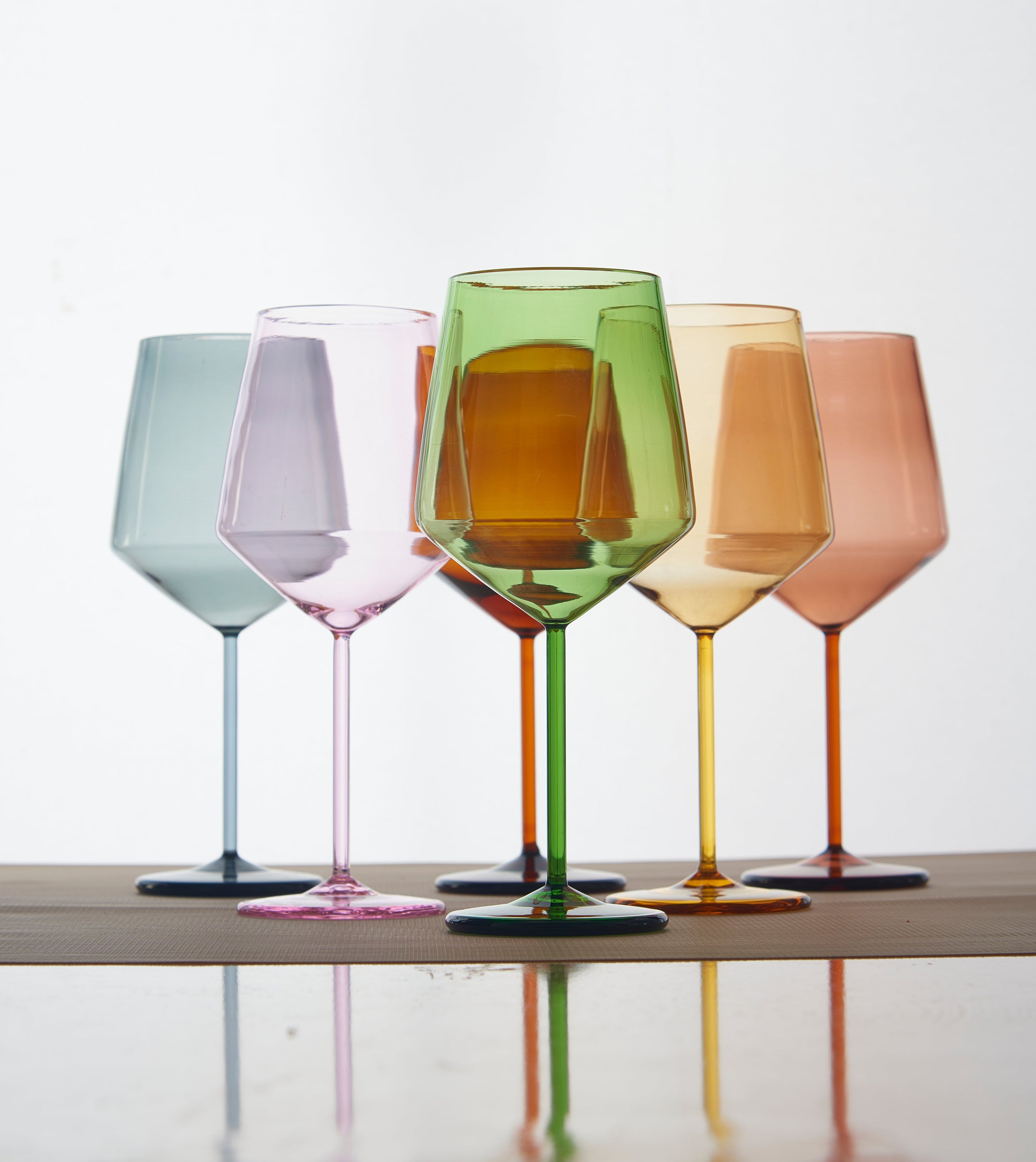 Coloured Tube Wine Glass | 400 ml | Set of 2, 4, 6