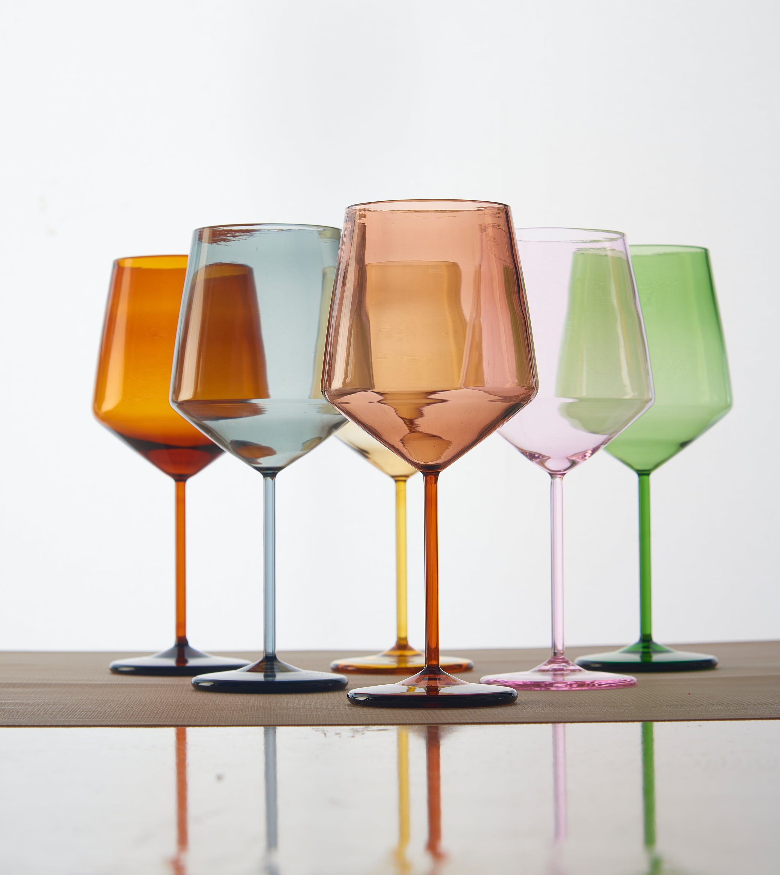 Coloured Tube Wine Glass | 400 ml | Set of 2, 4, 6