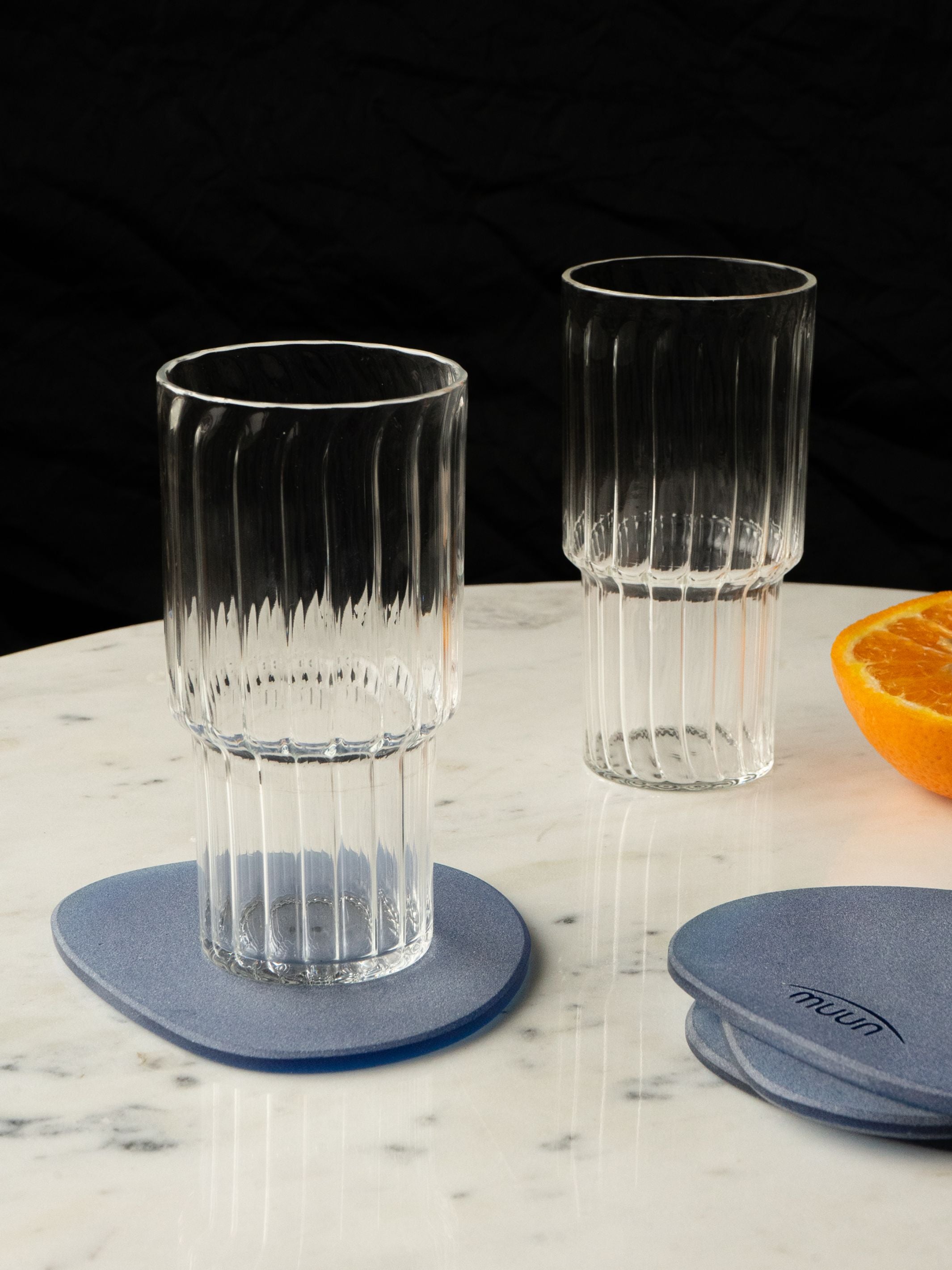 Blue Frosted Glass Coasters Set of 4