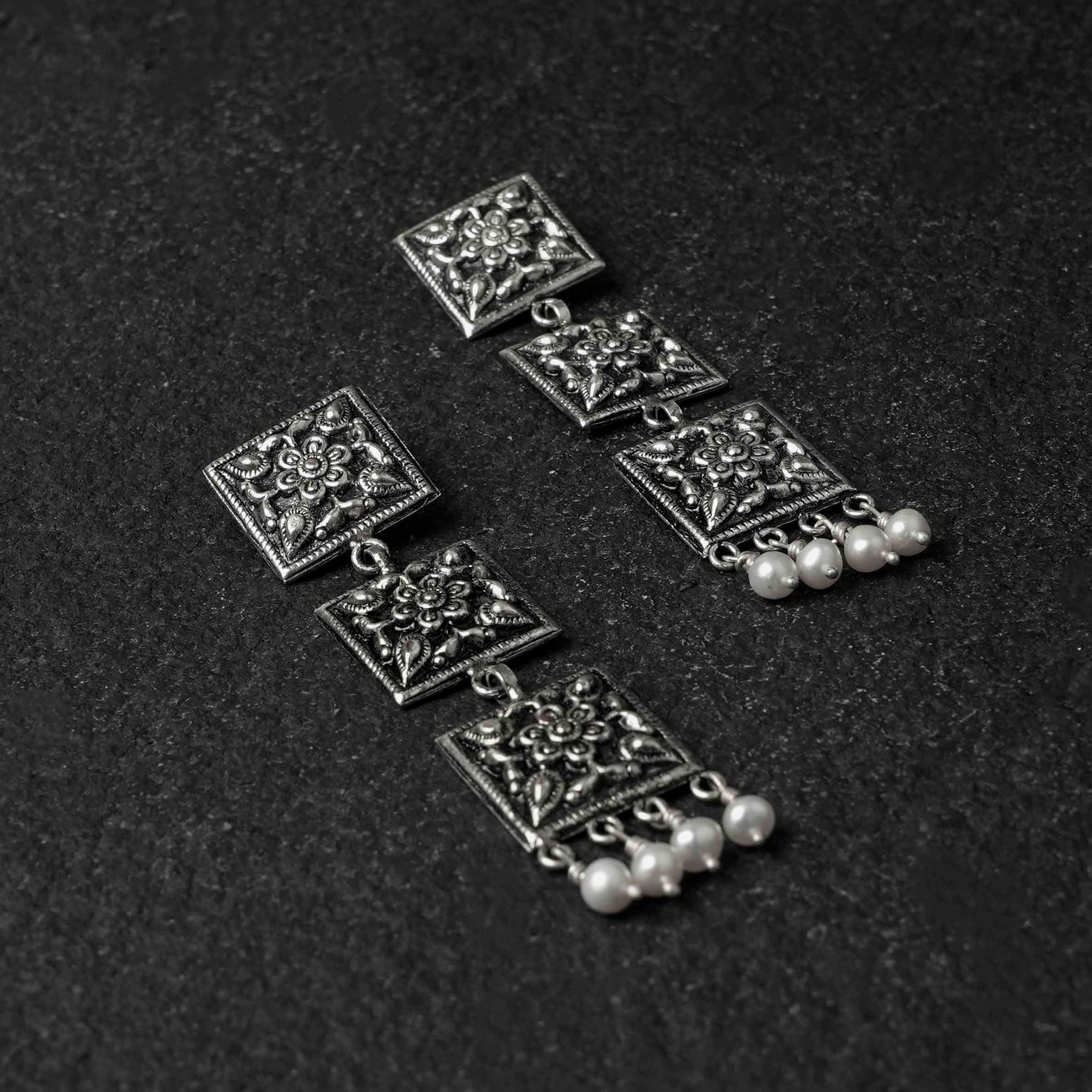 Silver Earrings - Kumud Danglers