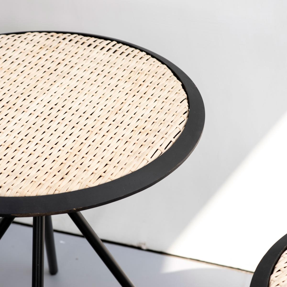 Earthy Black Cane Table Set of 3