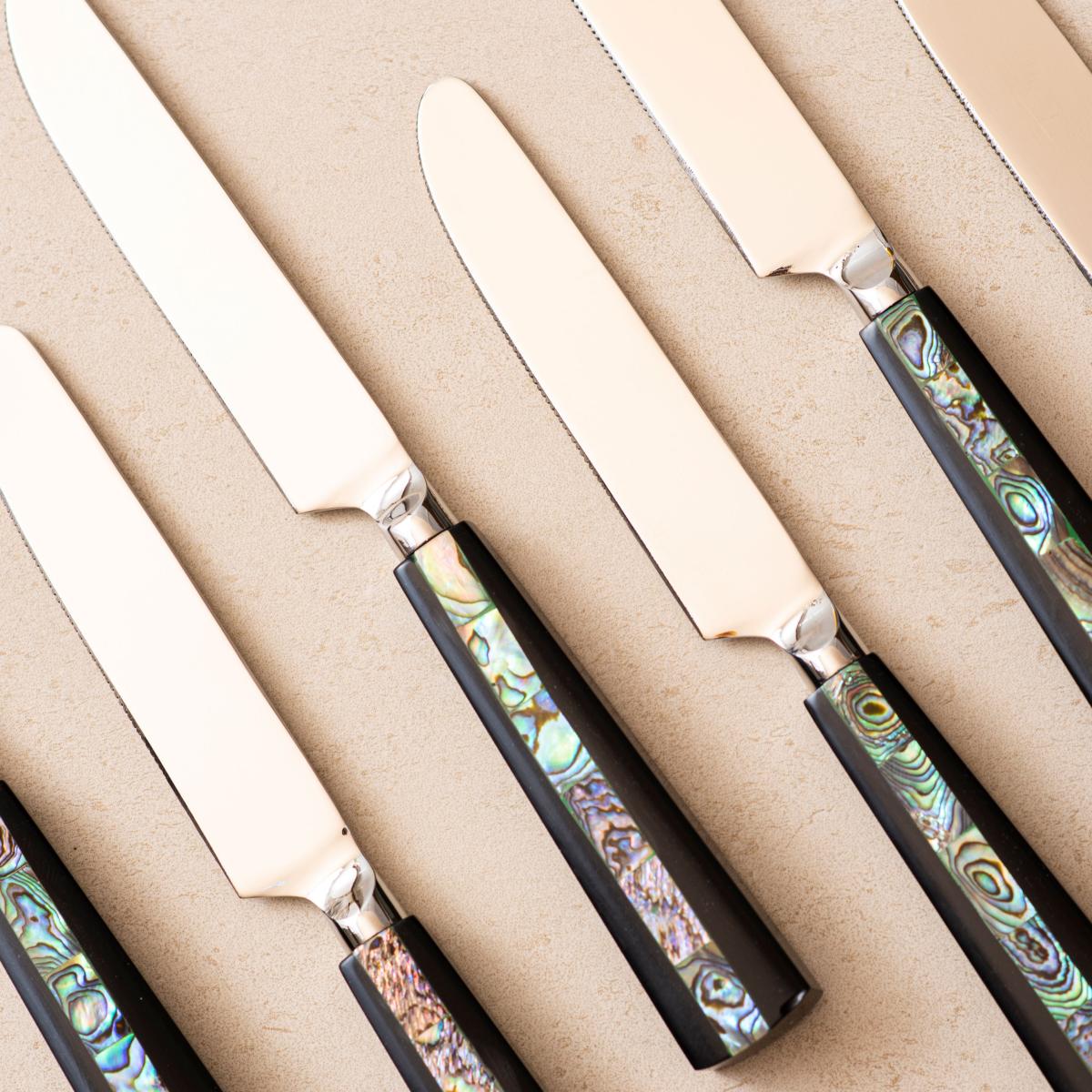 All Purpose Knives Set of 6 - Semi Precious Abalone Shell