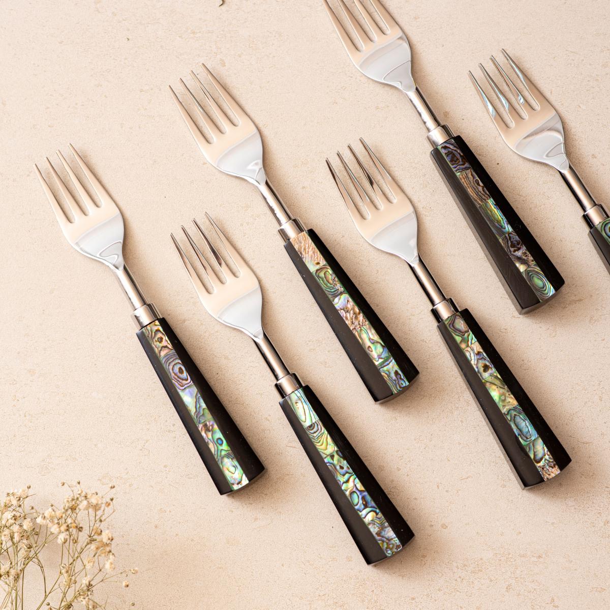 All Purpose Forks Set of 6 - Semi Precious Abalone Shell