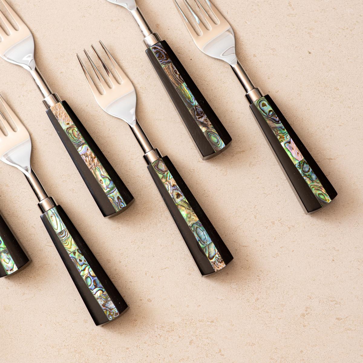 All Purpose Forks Set of 6 - Semi Precious Abalone Shell