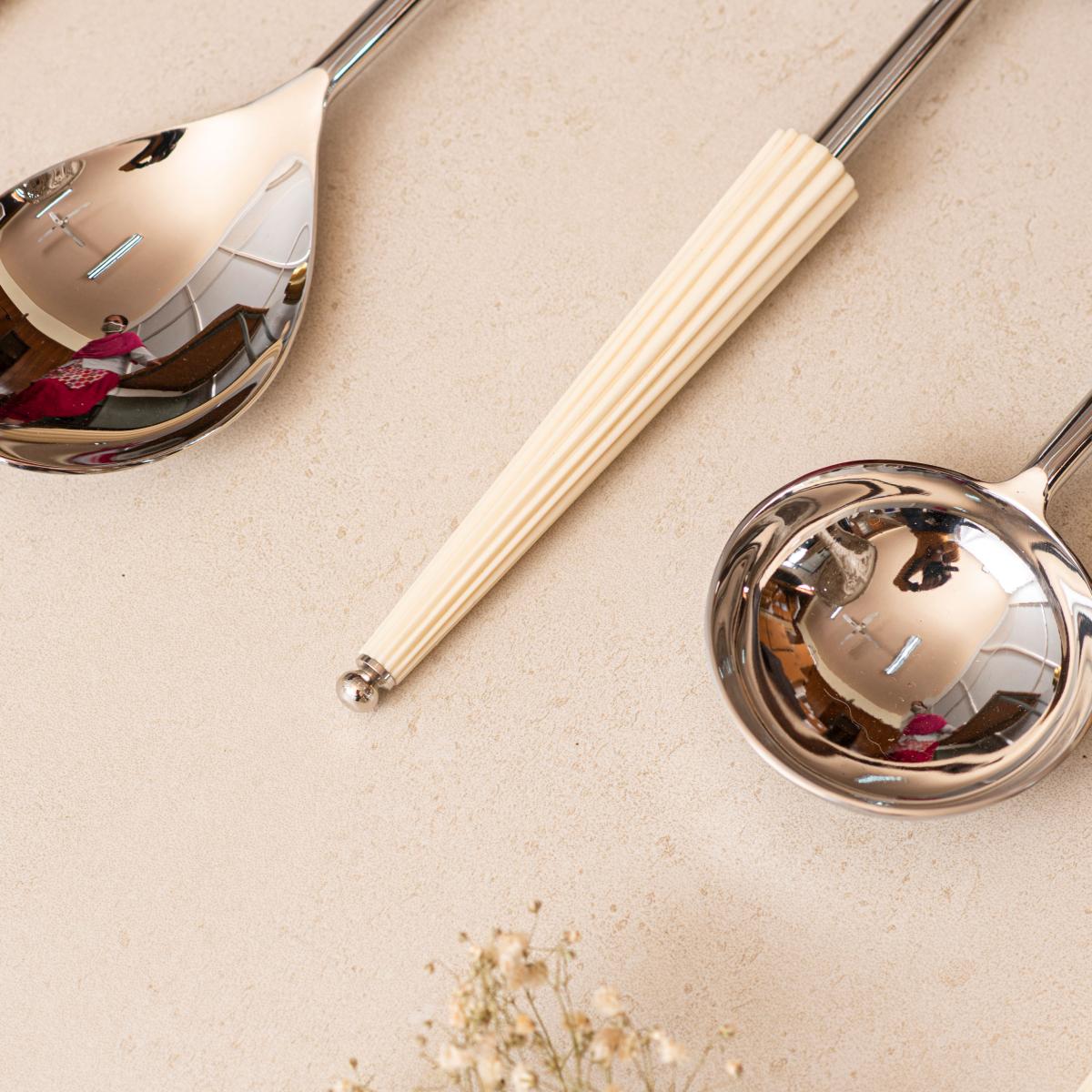 Serving Spoons Set of 6 - Ivory Umbrella