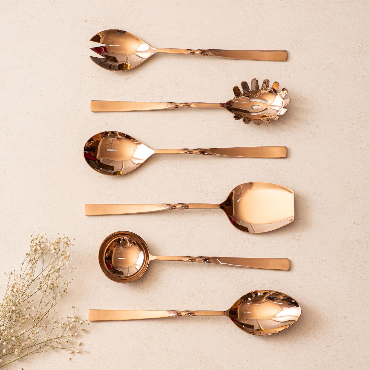 Serving Spoons Set of 6 - Twisted Bronze