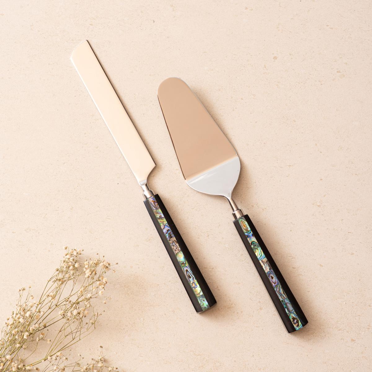 Cake Knife & Server - Semi Precious Abalone Shell