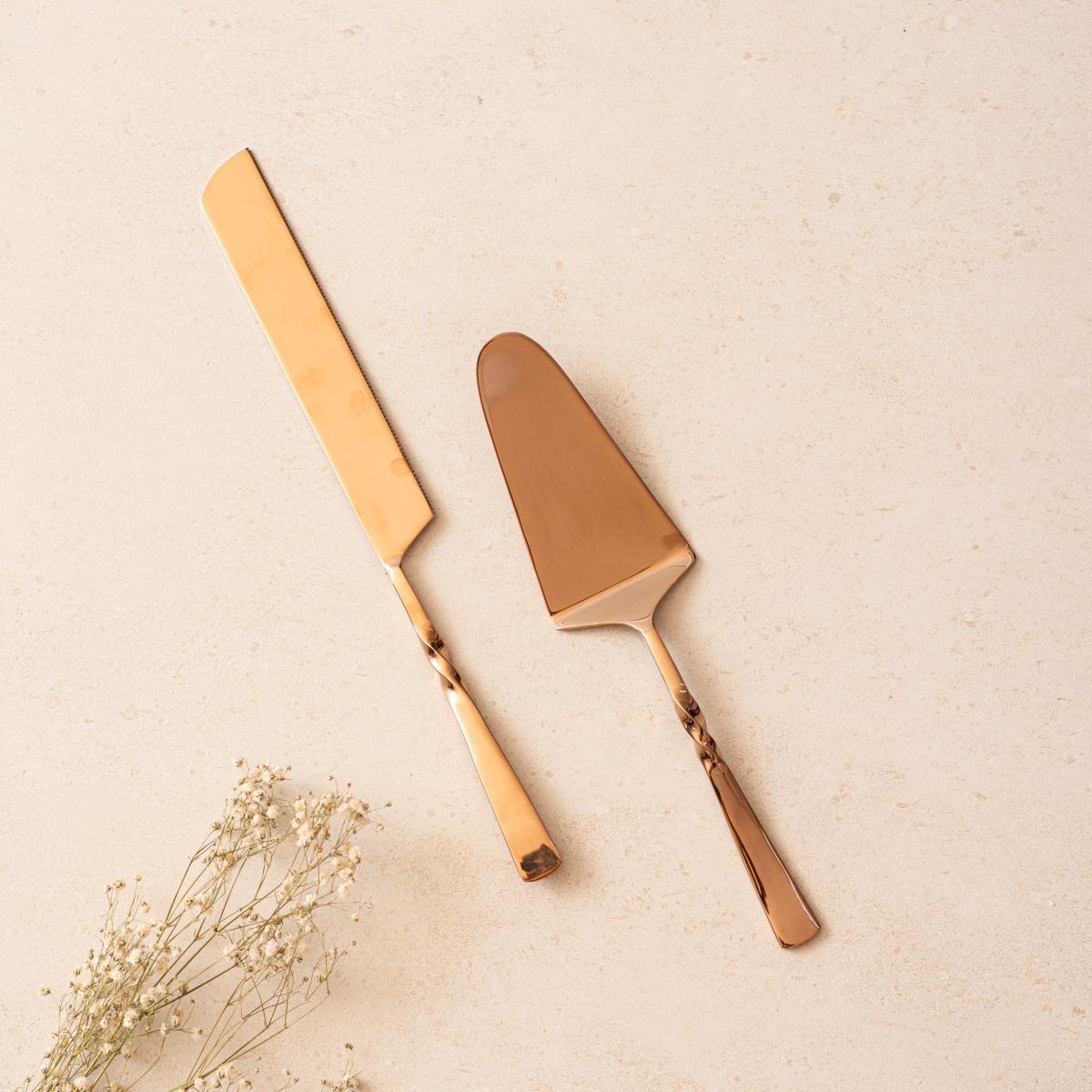 Cake Knife & Server - Twisted Bronze