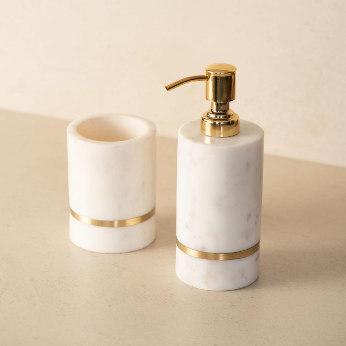 Aurelia Marble with brass inlay Bathroom set of 2
