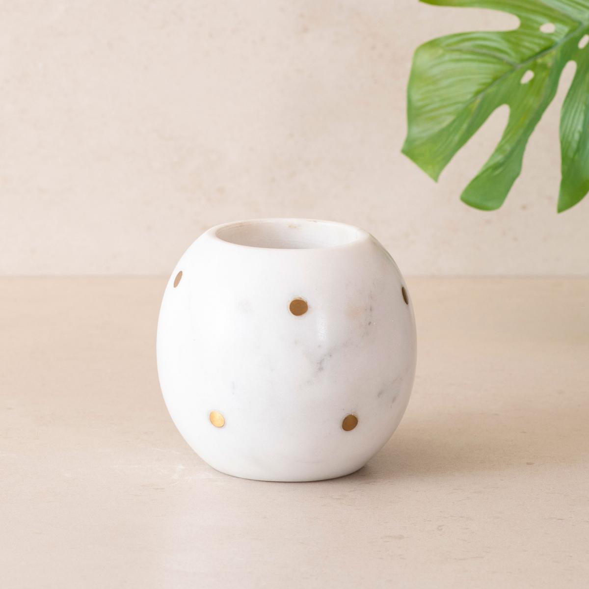 Polka Dot Marble & Brass Bath Set of 3