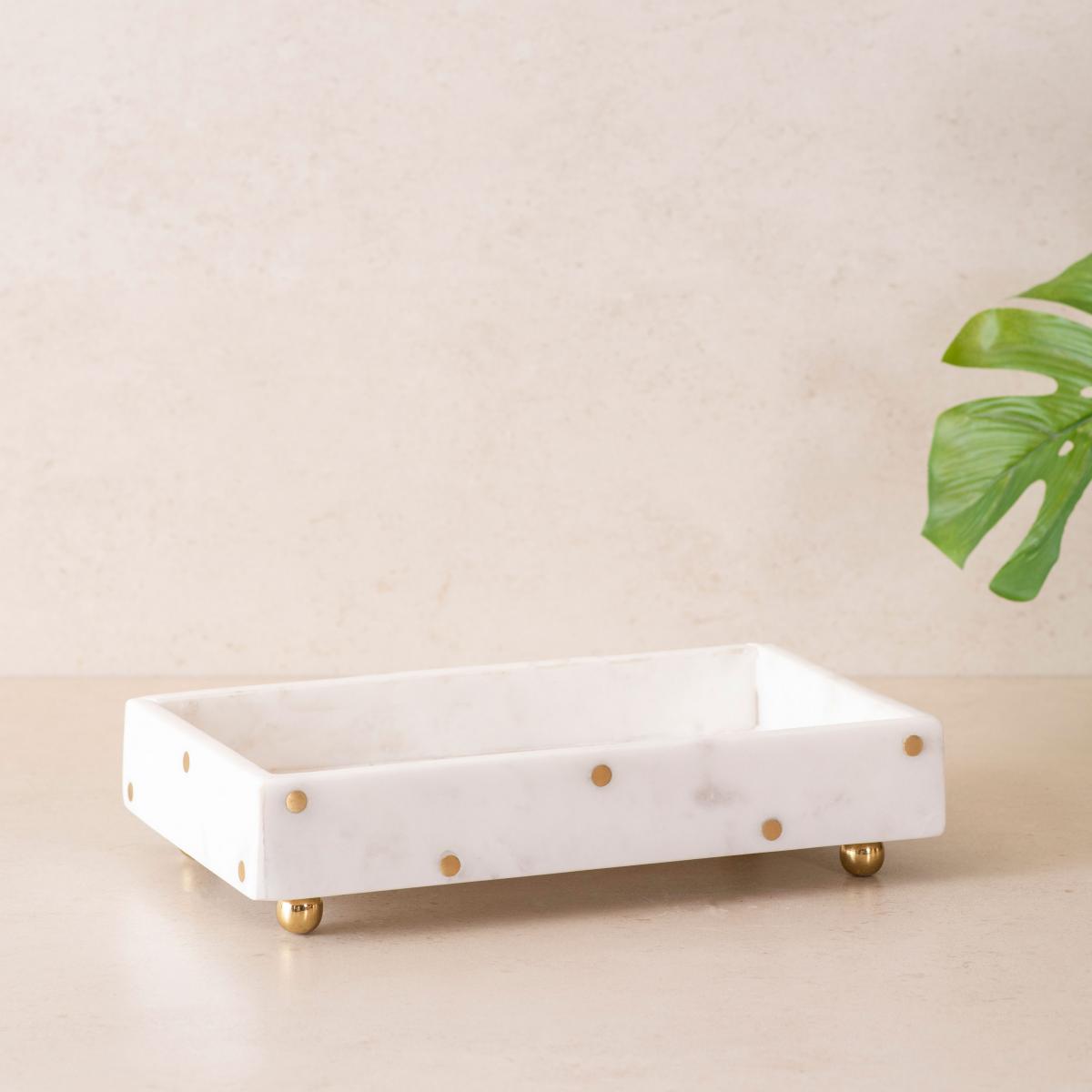 Polka Dot Marble & Brass Bath Set of 3