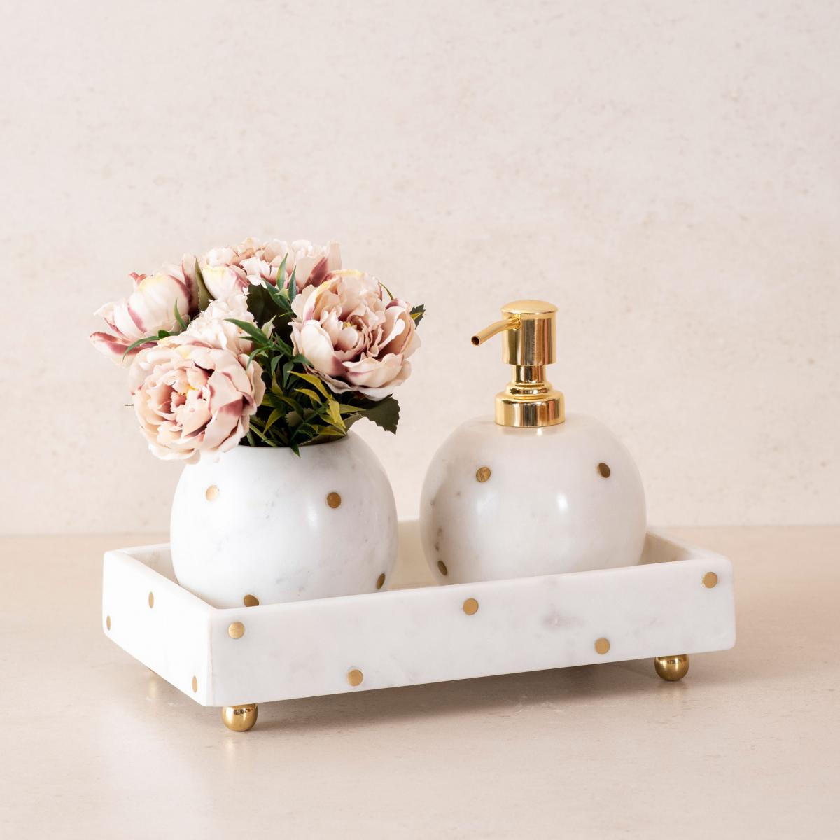 Polka Dot Marble & Brass Bath Set of 3