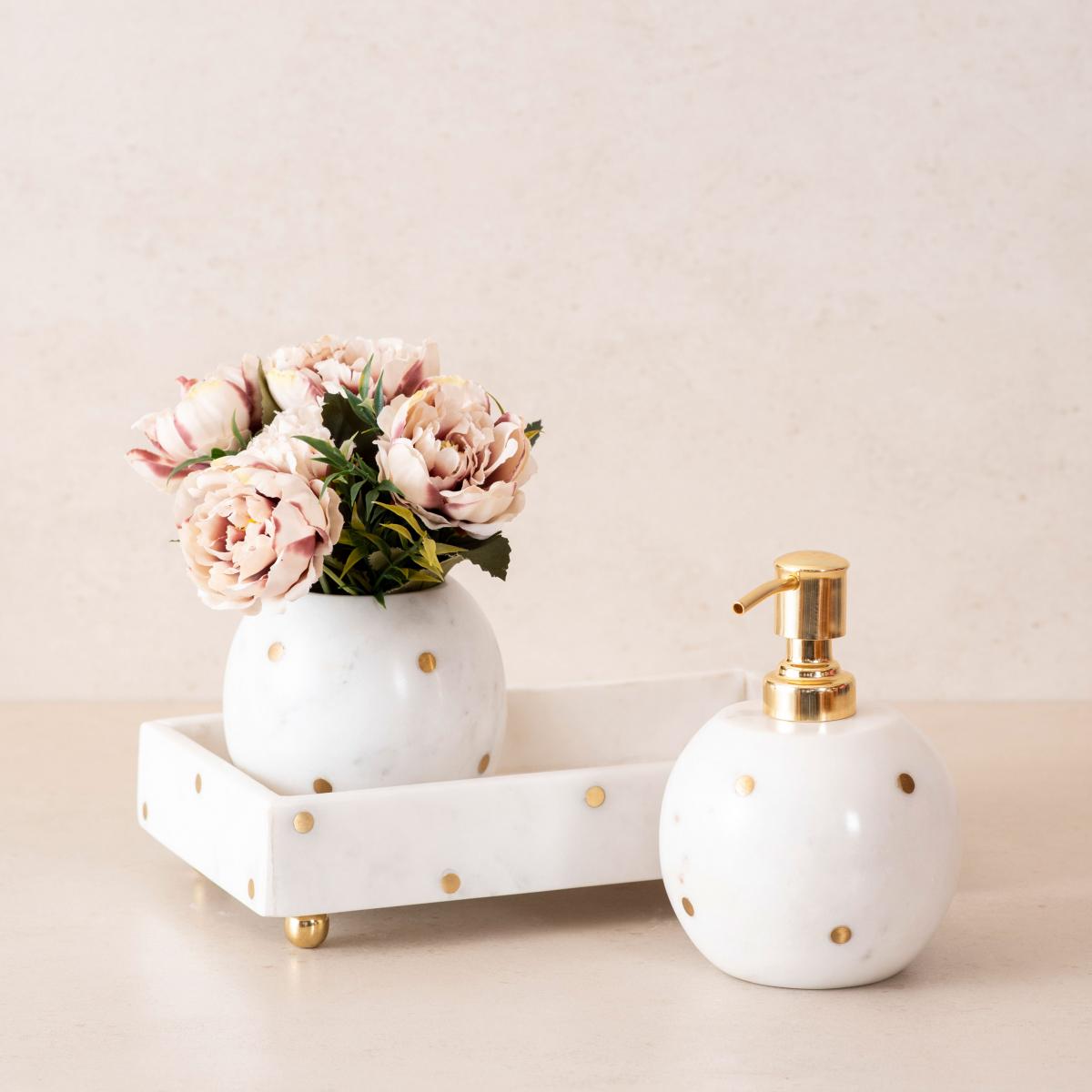Polka Dot Marble & Brass Bath Set of 3