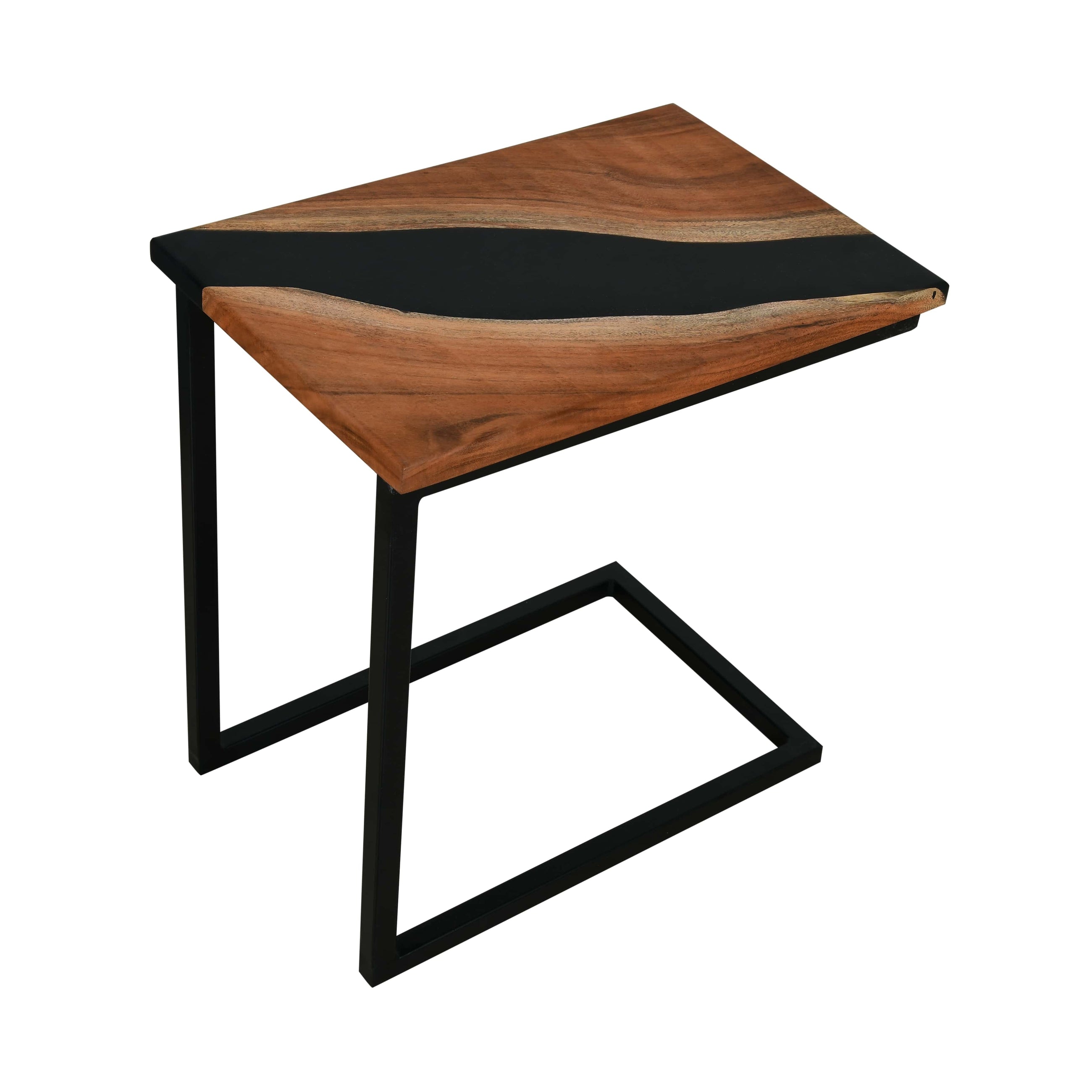 Premium Side Table – Acacia Wood with Black Resin Finish