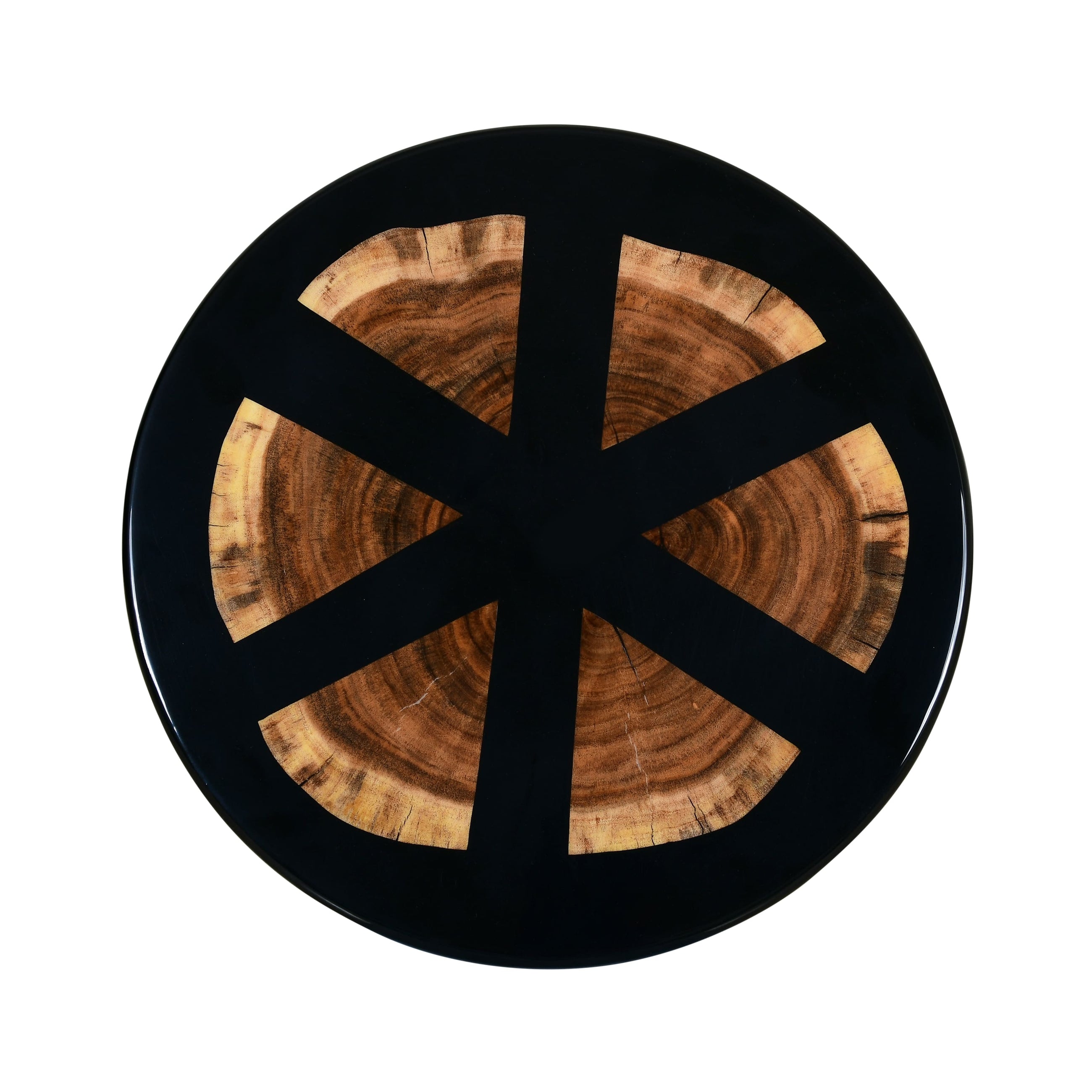 Round Coffee Table – Acacia Wood with Black Resin Finish