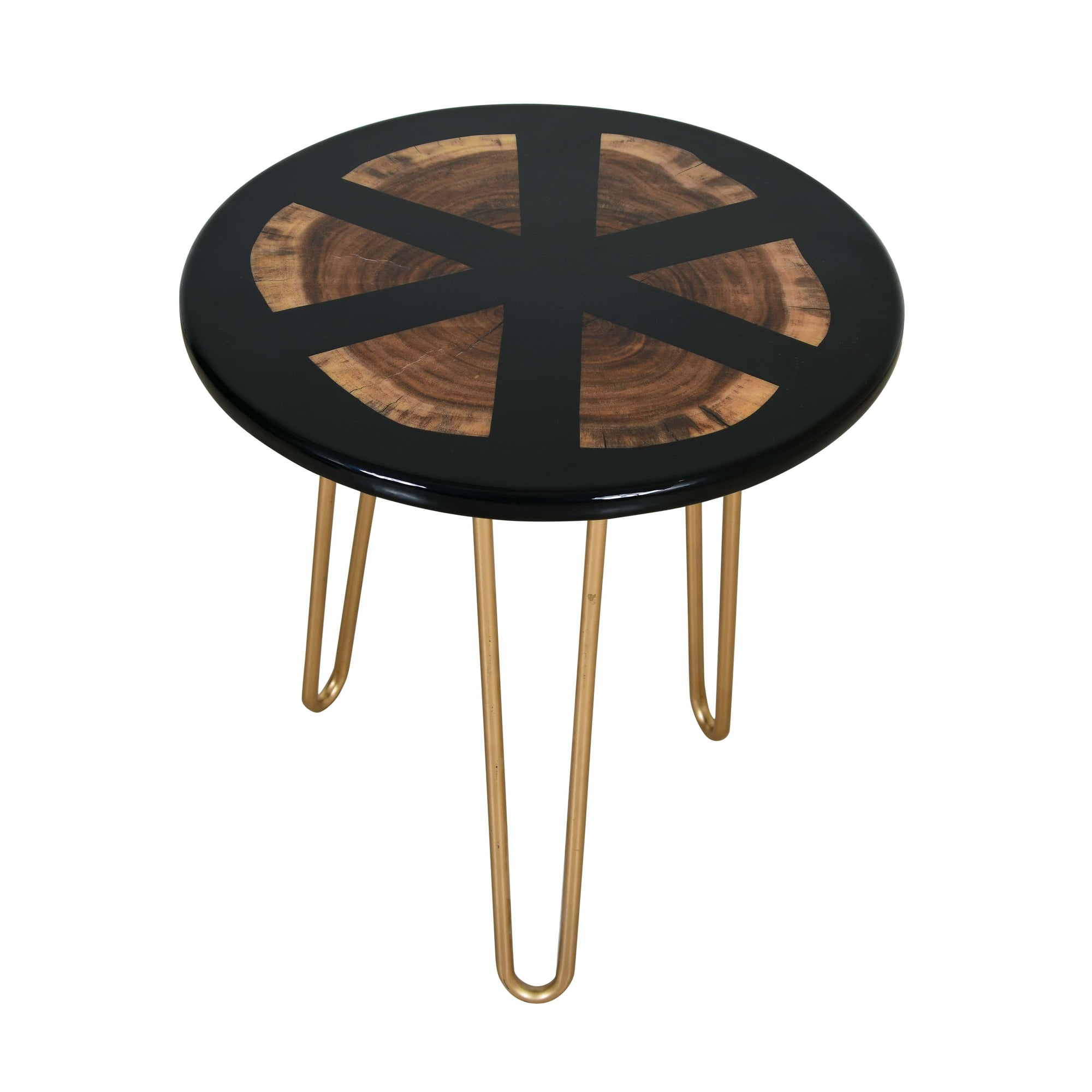 Round Coffee Table – Acacia Wood with Black Resin Finish