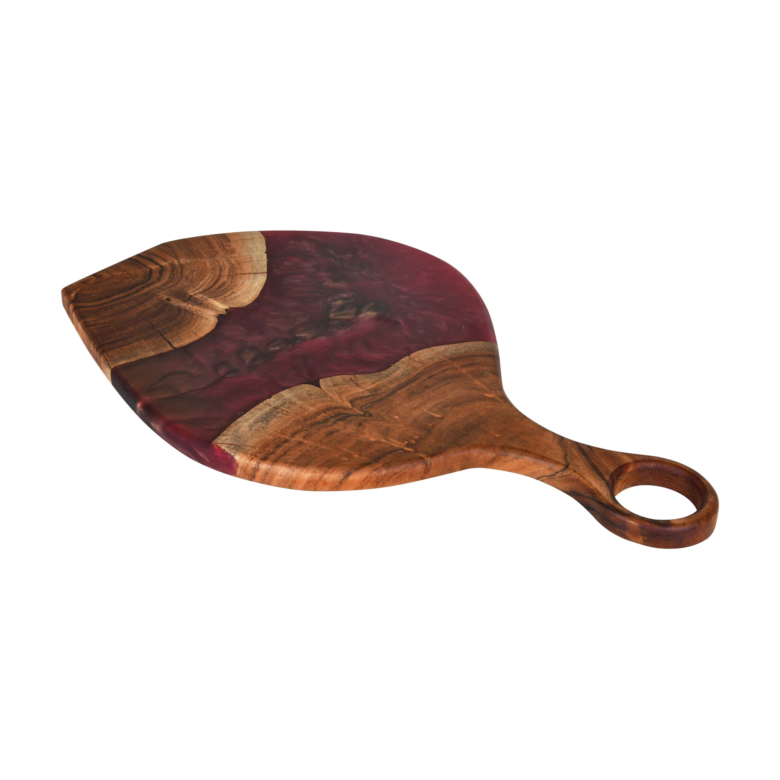 Cheese Board Platter – Acacia Wood with Pearl Red Resin Finish