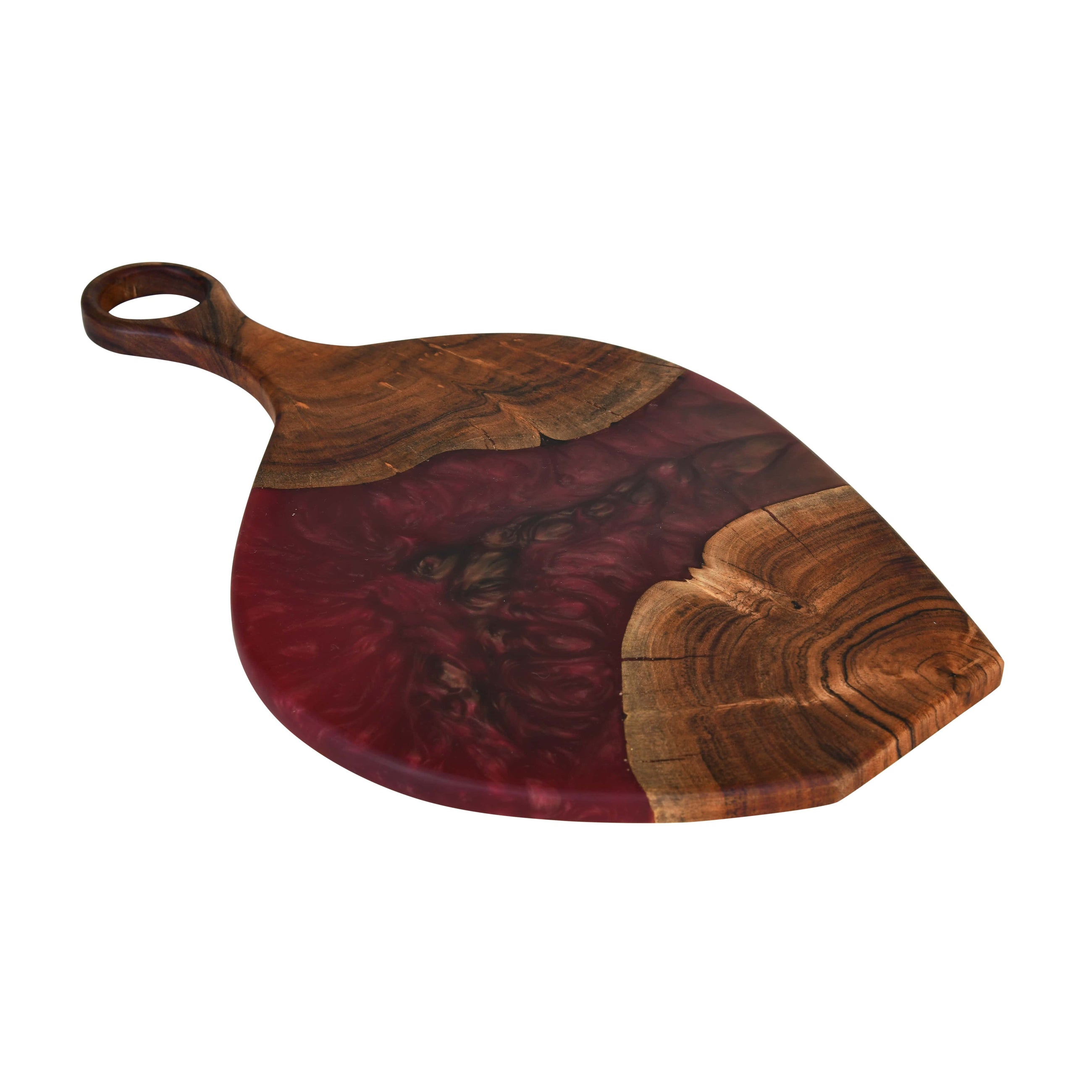 Cheese Board Platter – Acacia Wood with Pearl Red Resin Finish