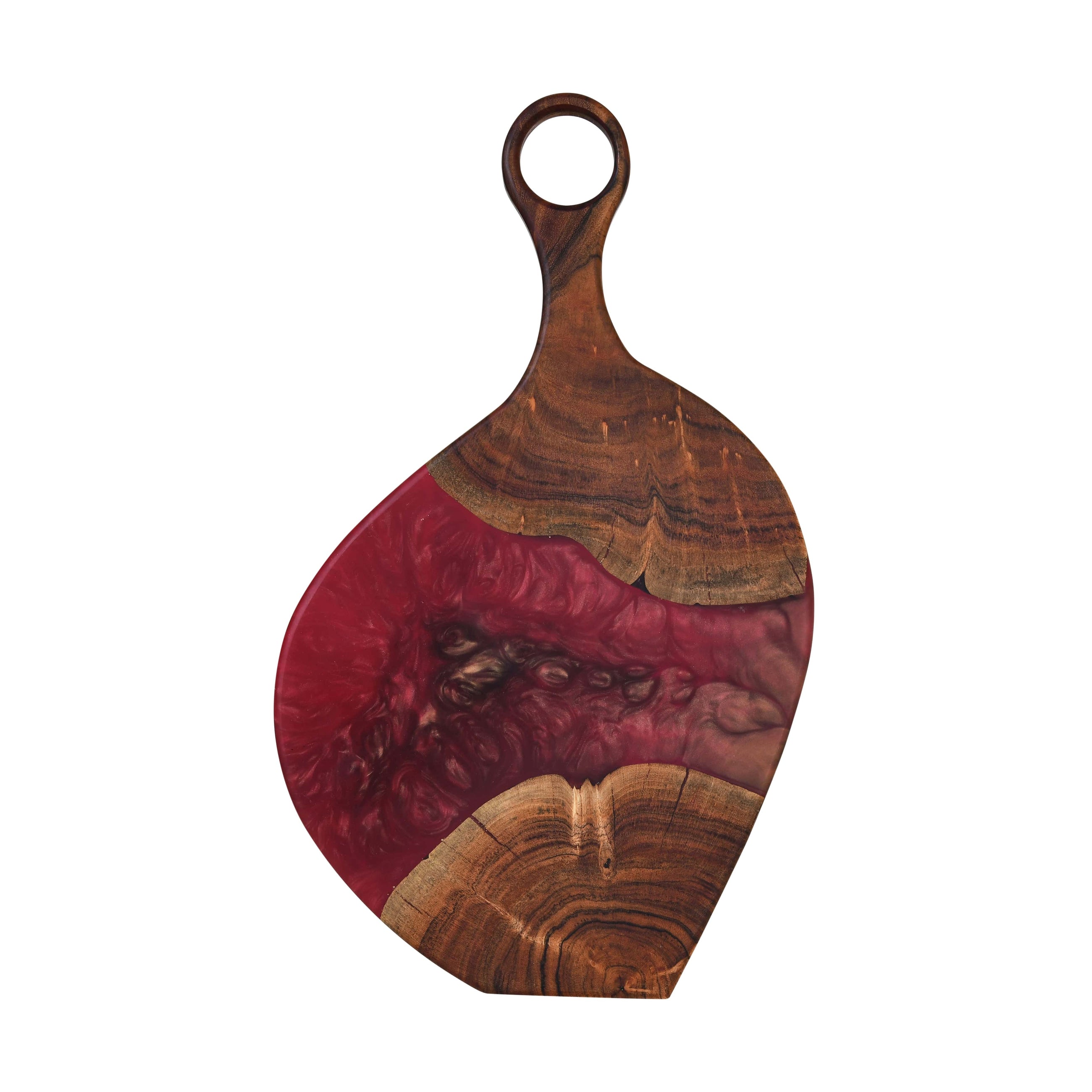 Cheese Board Platter – Acacia Wood with Pearl Red Resin Finish