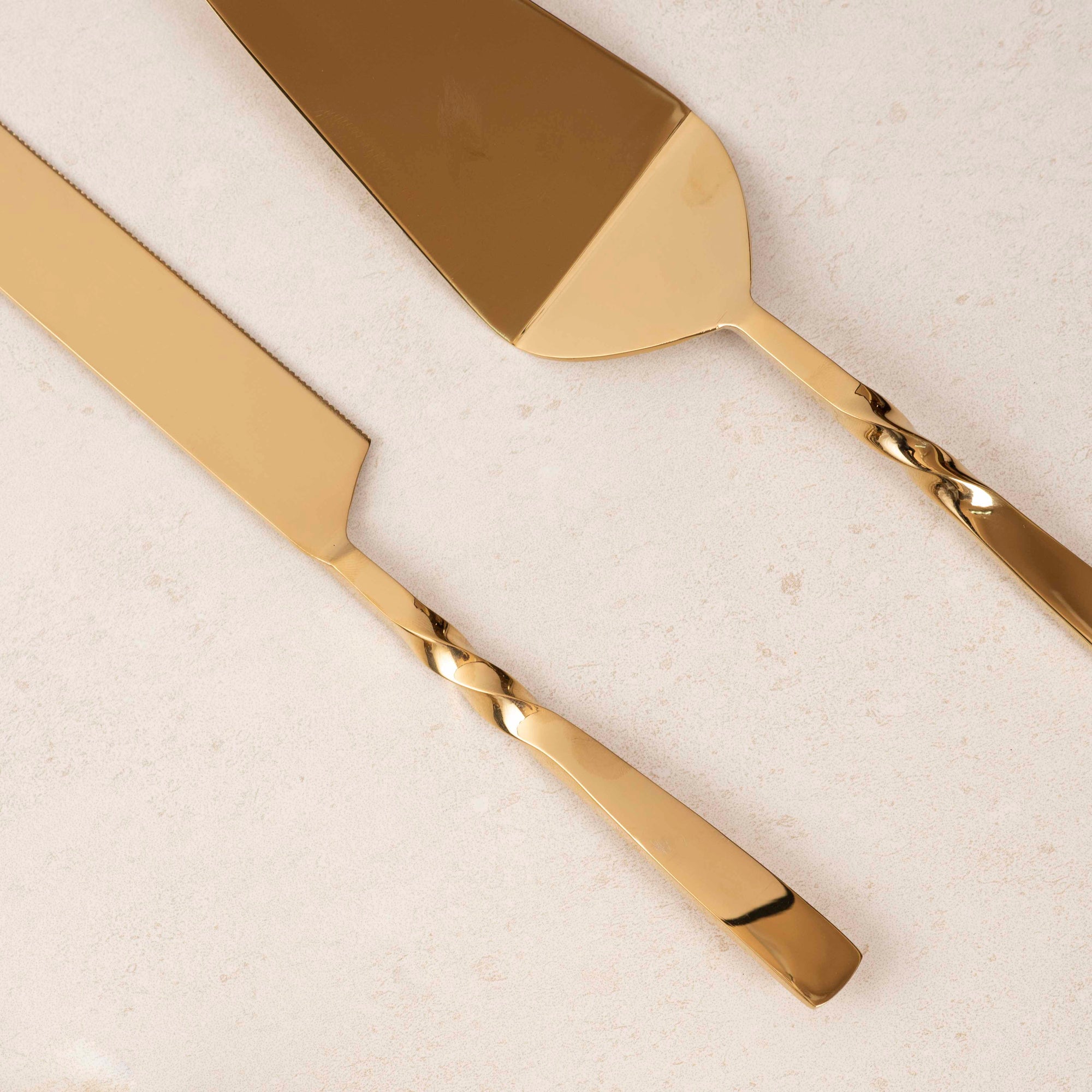 Cake Knife & Server - Twisted Gold